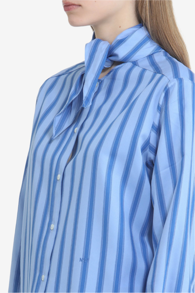 STRIPED SHIRT WITH BOW COLLAR 5