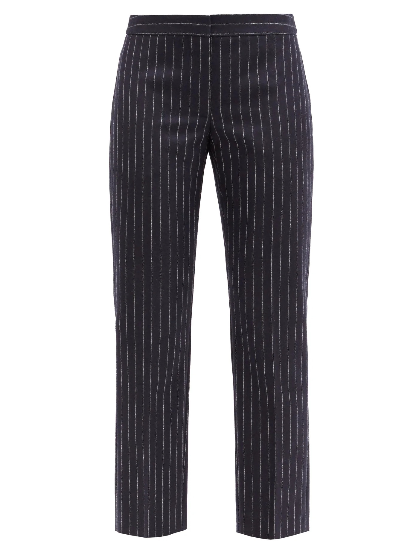 Pinstriped straight-leg wool trousers - 1