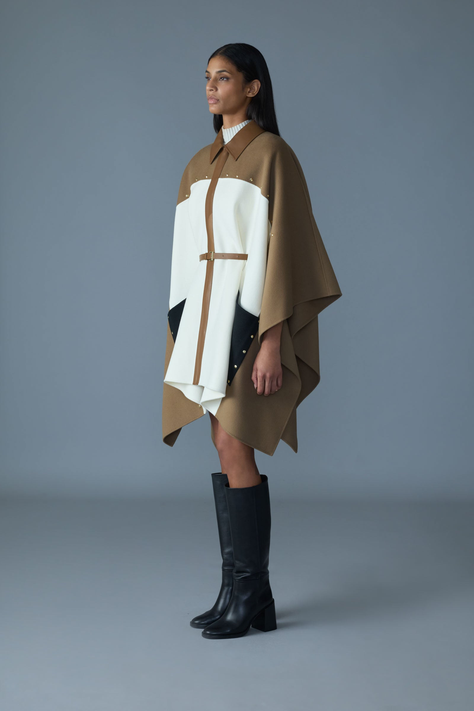 MOLY Studded Wool Cape Jacket - 4