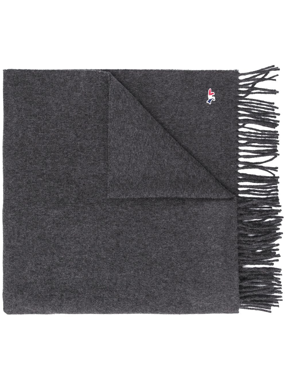 logo-patch fringed scarf - 1