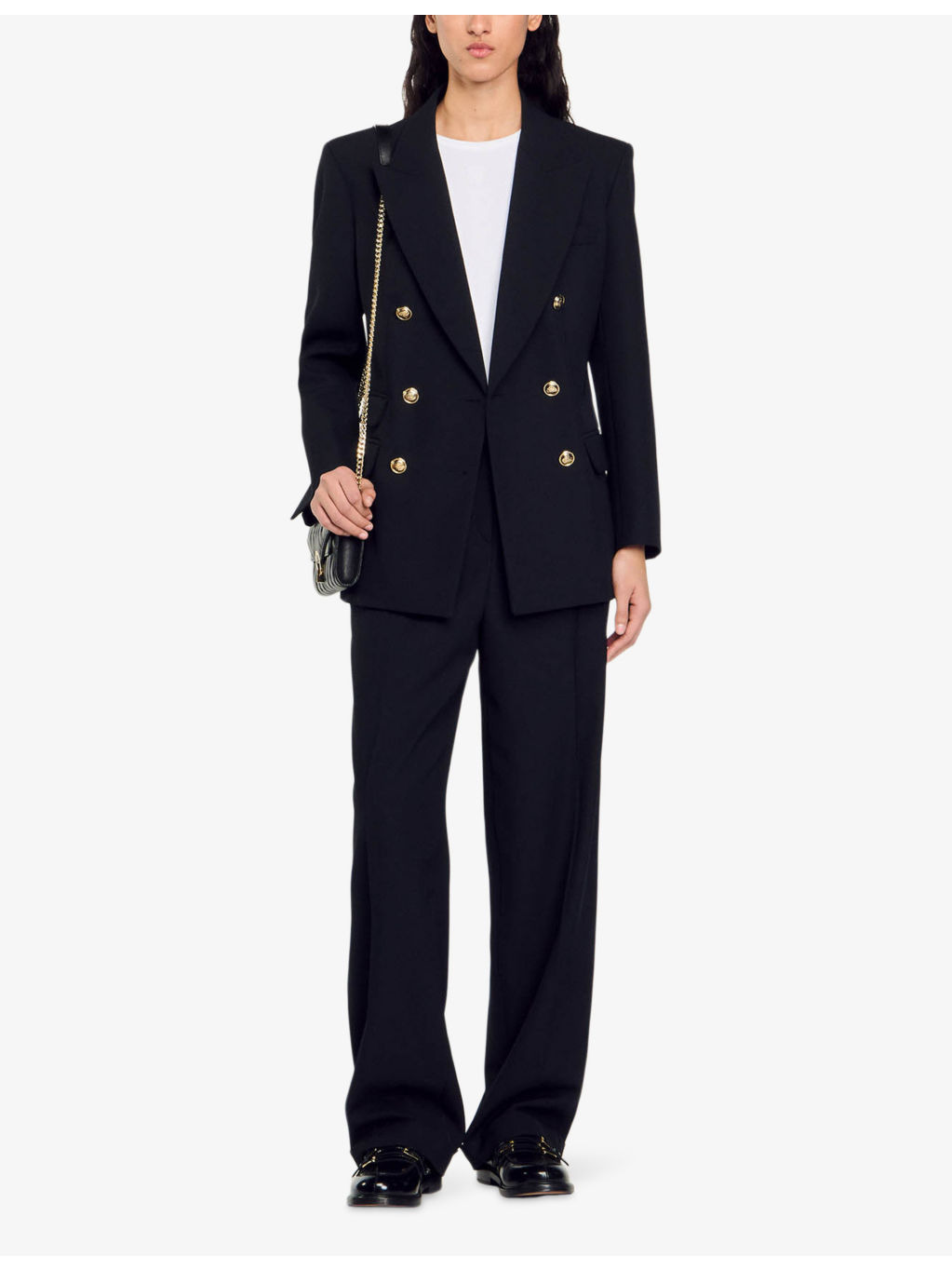 Lapel-collar double-breasted wool-blend blazer - 2