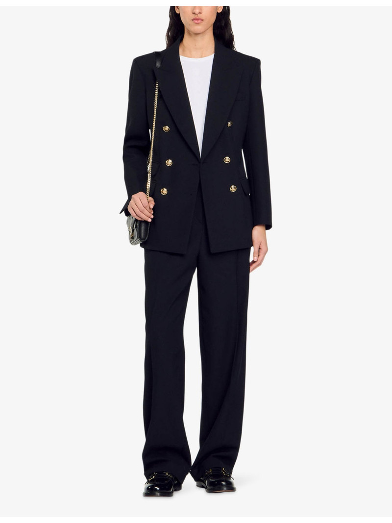 Sandro Lapel-collar double-breasted wool-blend blazer outlook