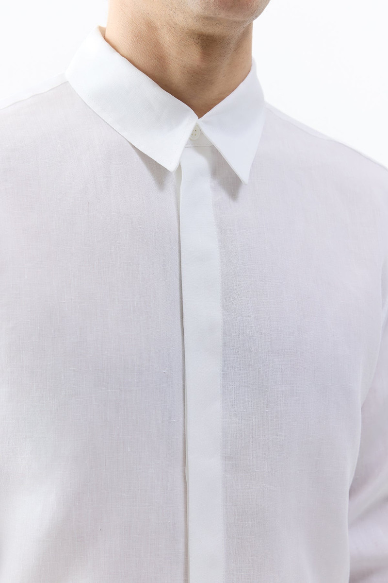 GABRIELA HEARST Nicolas Shirt in White Aloe Linen outlook