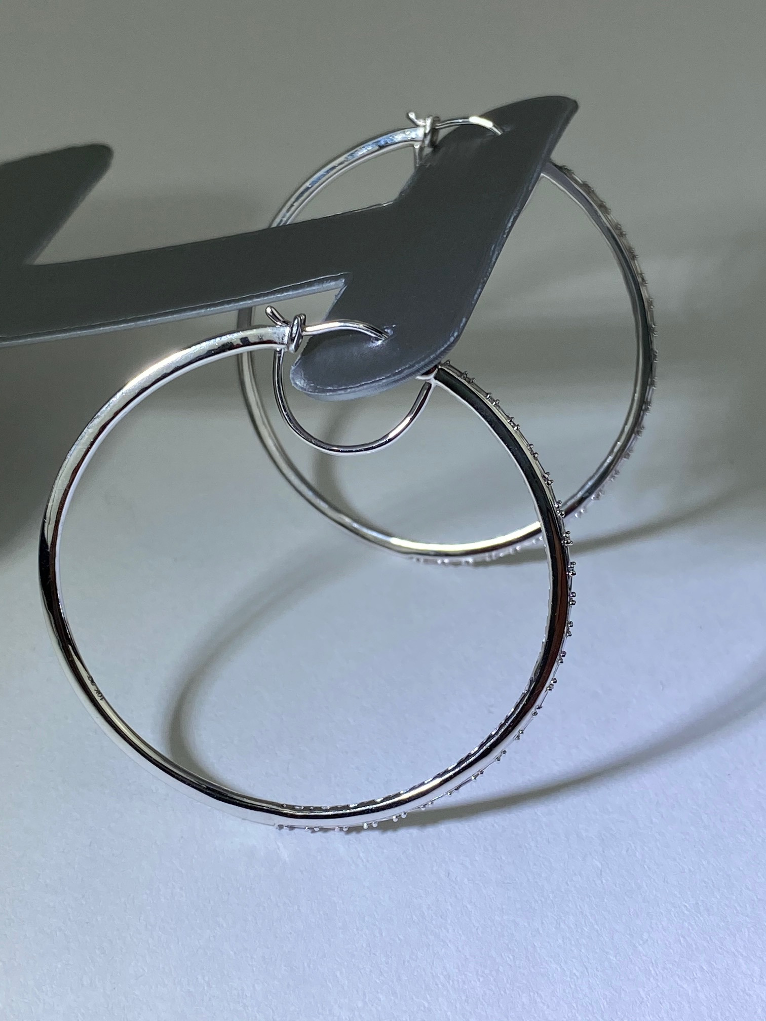 Zales - Zales 1/2 CT. T.W. Baguette and Round Diamond Alternating Hoop Earrings in 10K White Gold New - 9