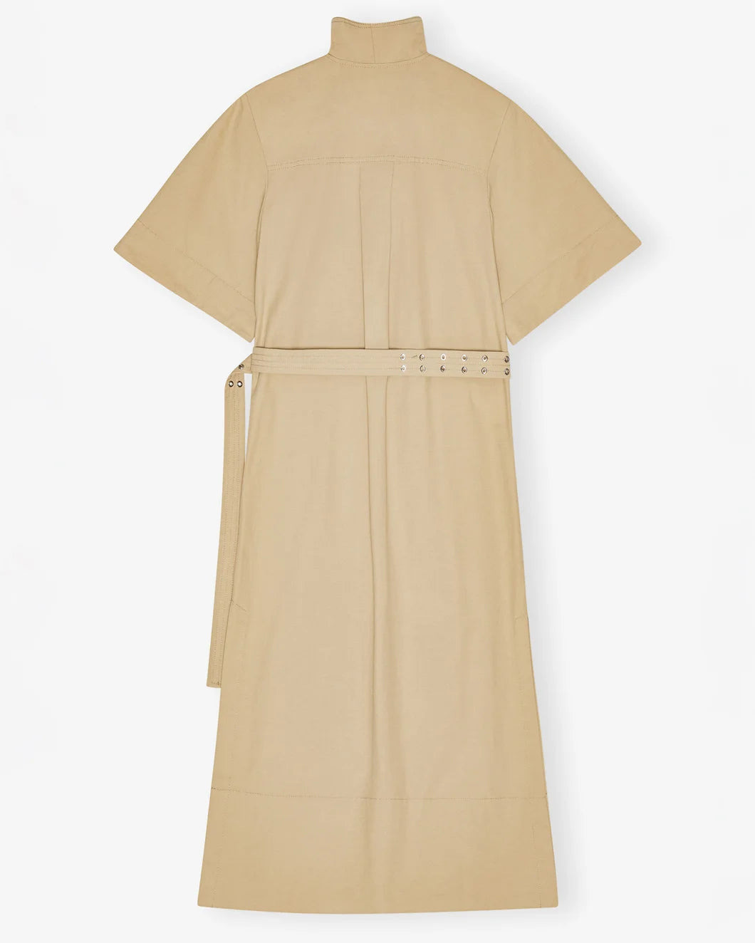 BEIGE STRETCH COWL NECK LONG DRESS - 6