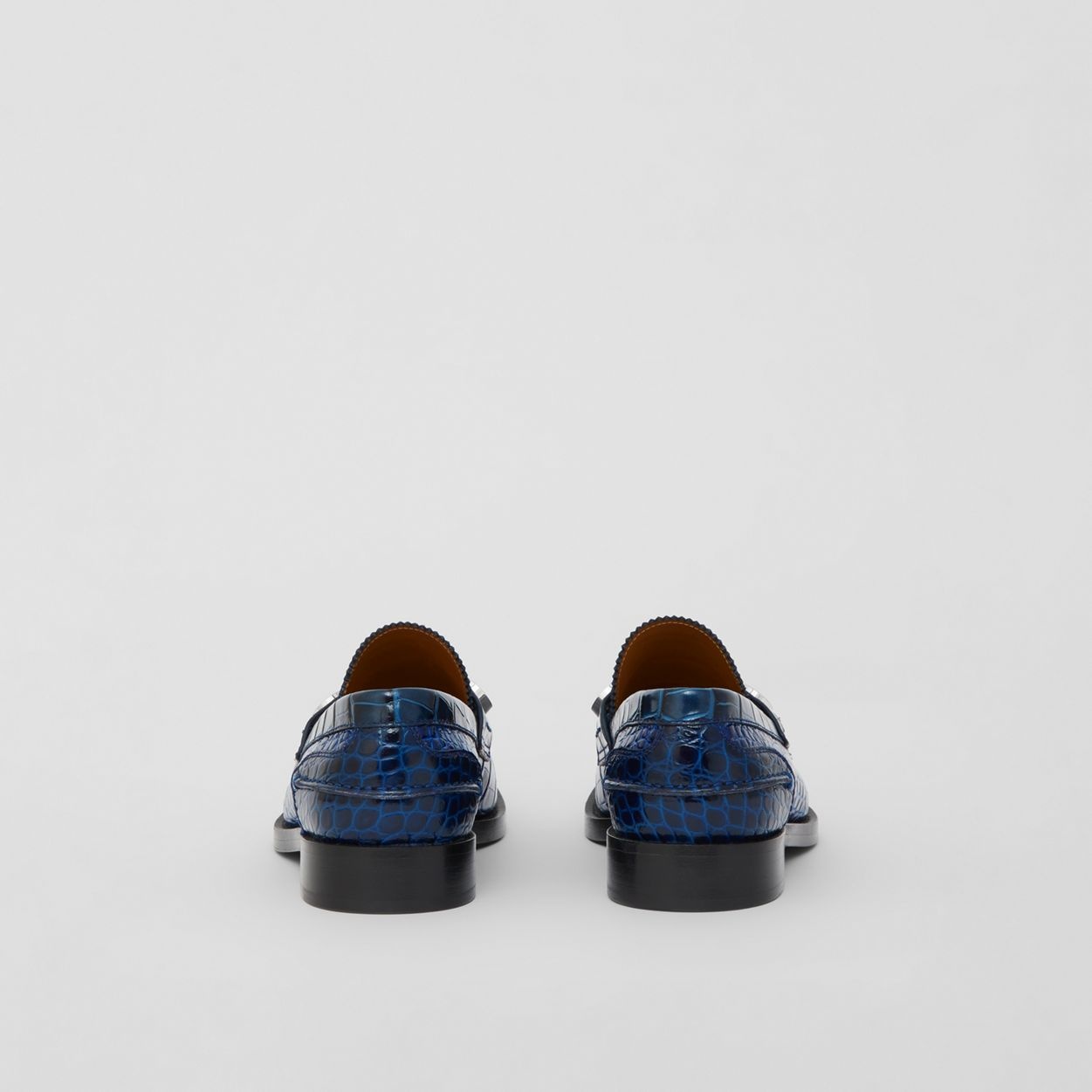 Logo Detail Embossed Leather Loafers - 5