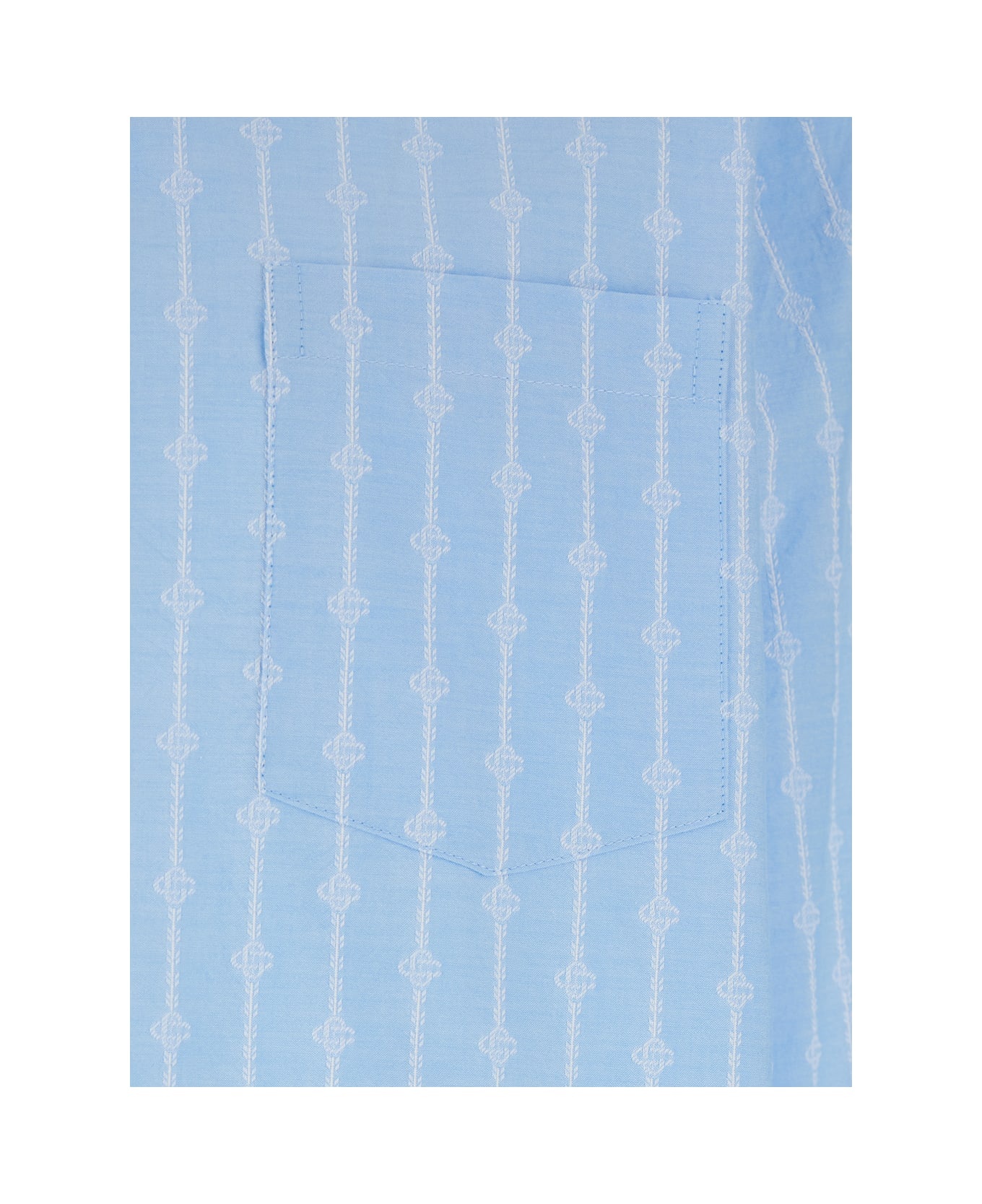 'laurel' Light Blue Shirt With Pointed Collar And All-over Logo Print In Cotton Man - 3