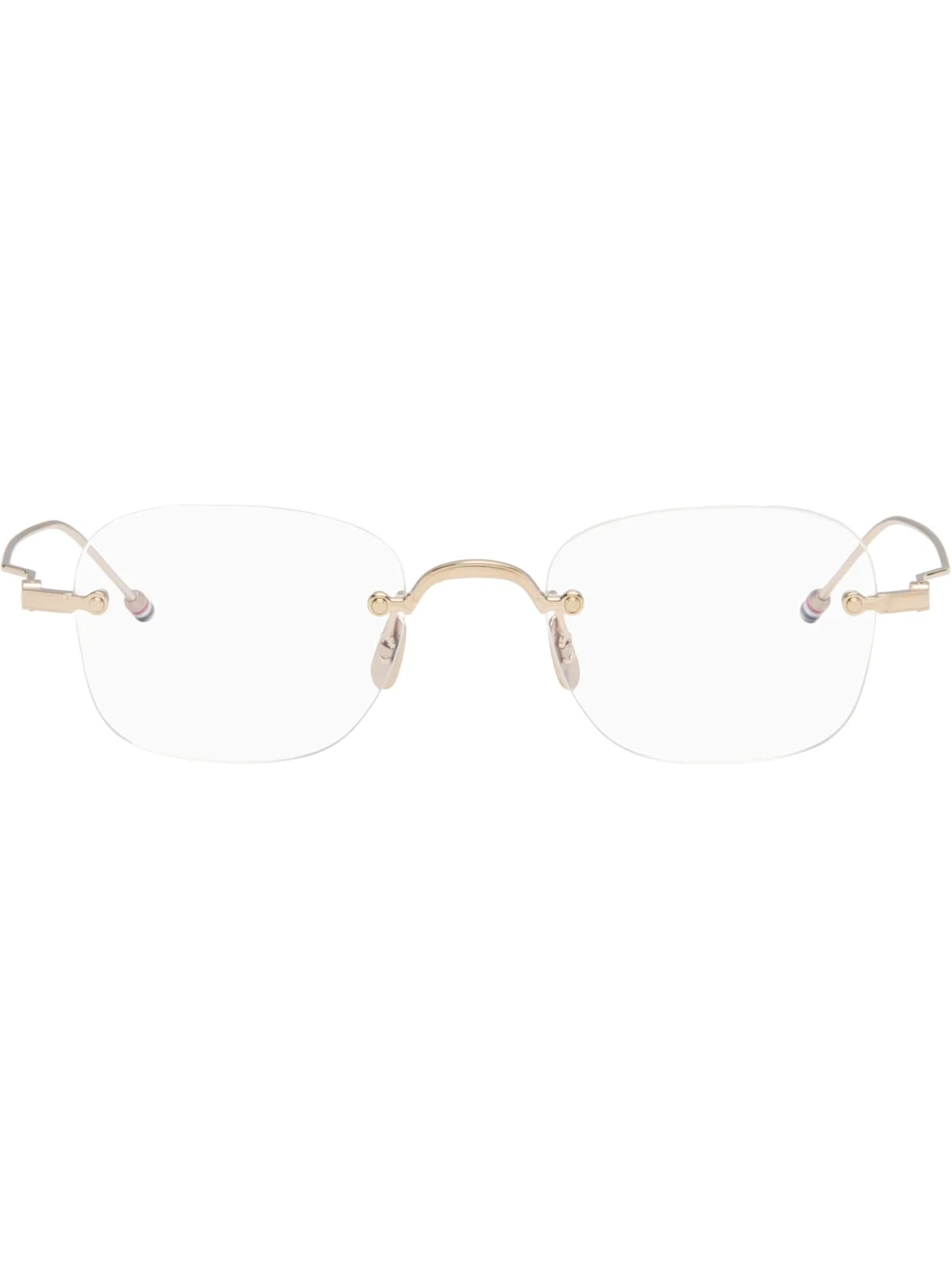 Gold Titanium Rectangular Rimless Glasses - 1