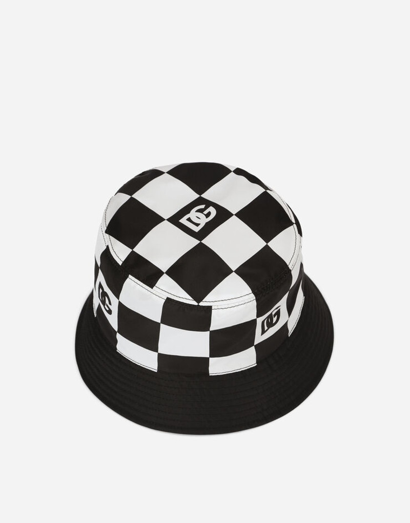 Damier-print bucket hat with DG logo 3