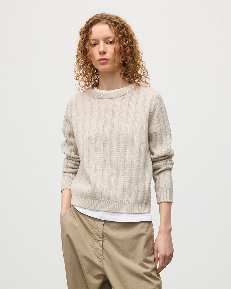 Johnstons of Elgin Lecht Natural Cashmere Crew Jumper outlook