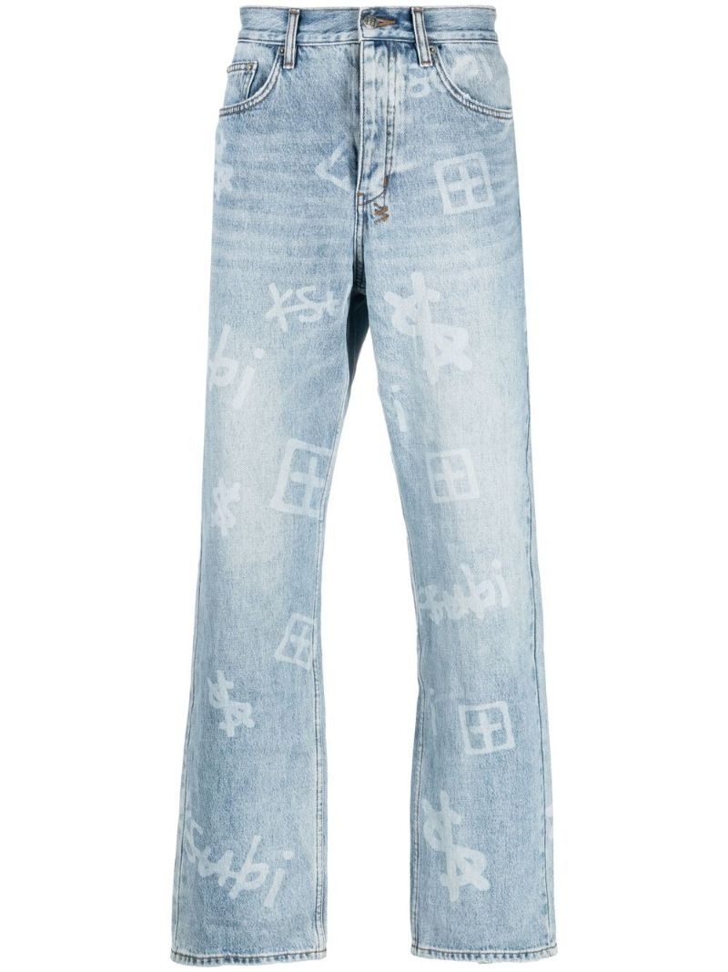 graphic-print straight-leg jeans - 1