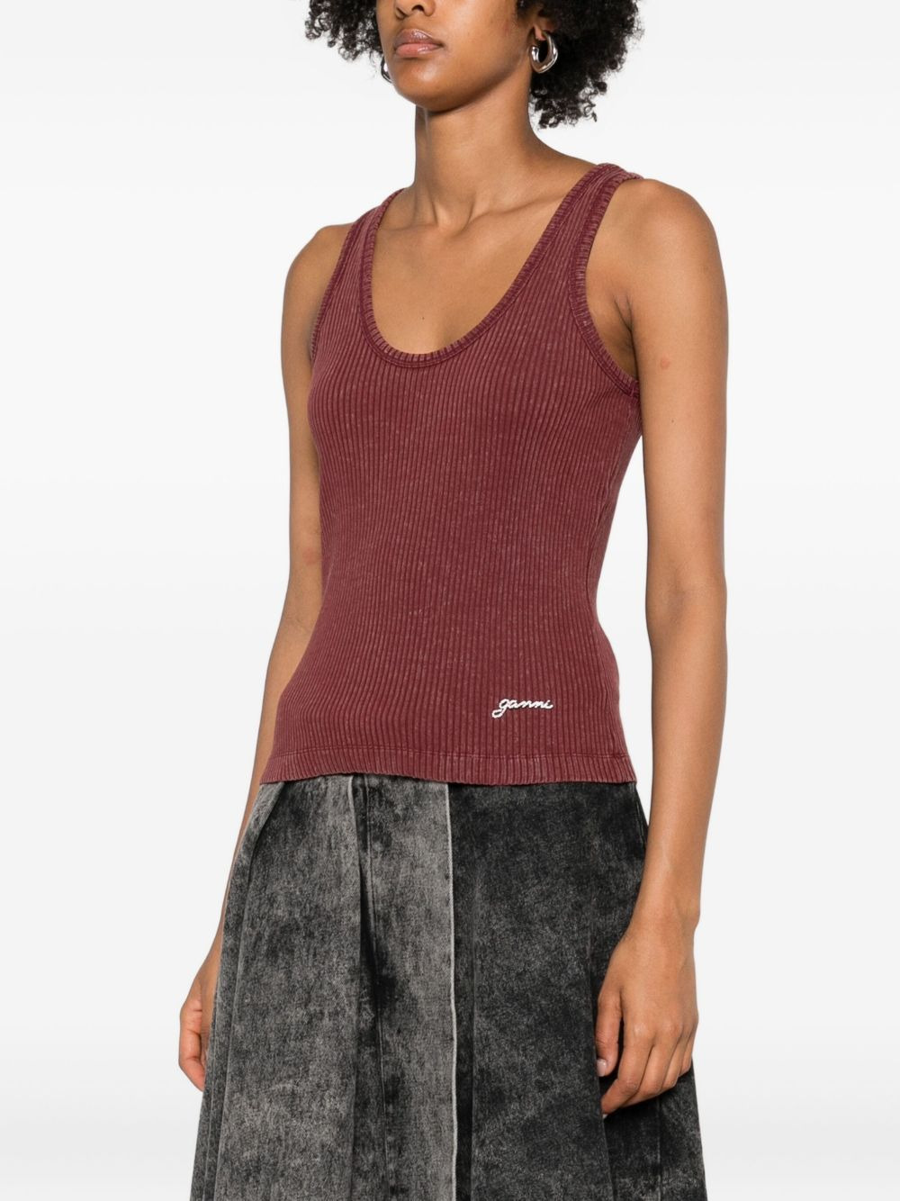 ribbed scoop-neck tank top - 3