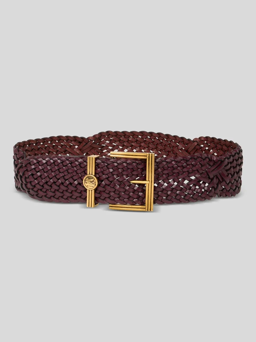 WOVEN LEATHER BELT WITH COIN BUCKLE - 1