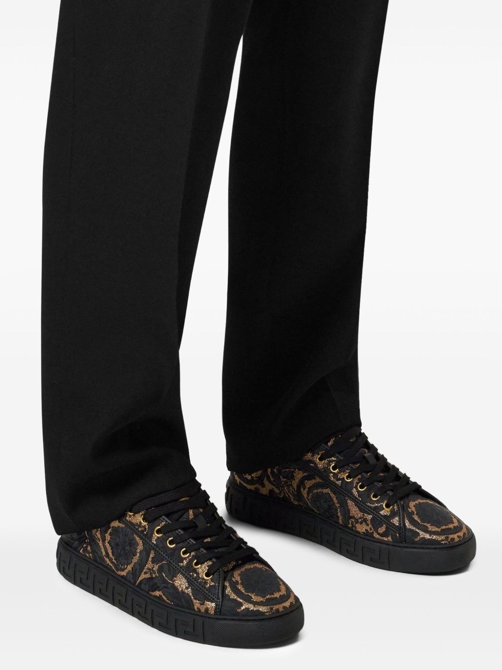 Barocco-jacquard Greca sneakers - 4