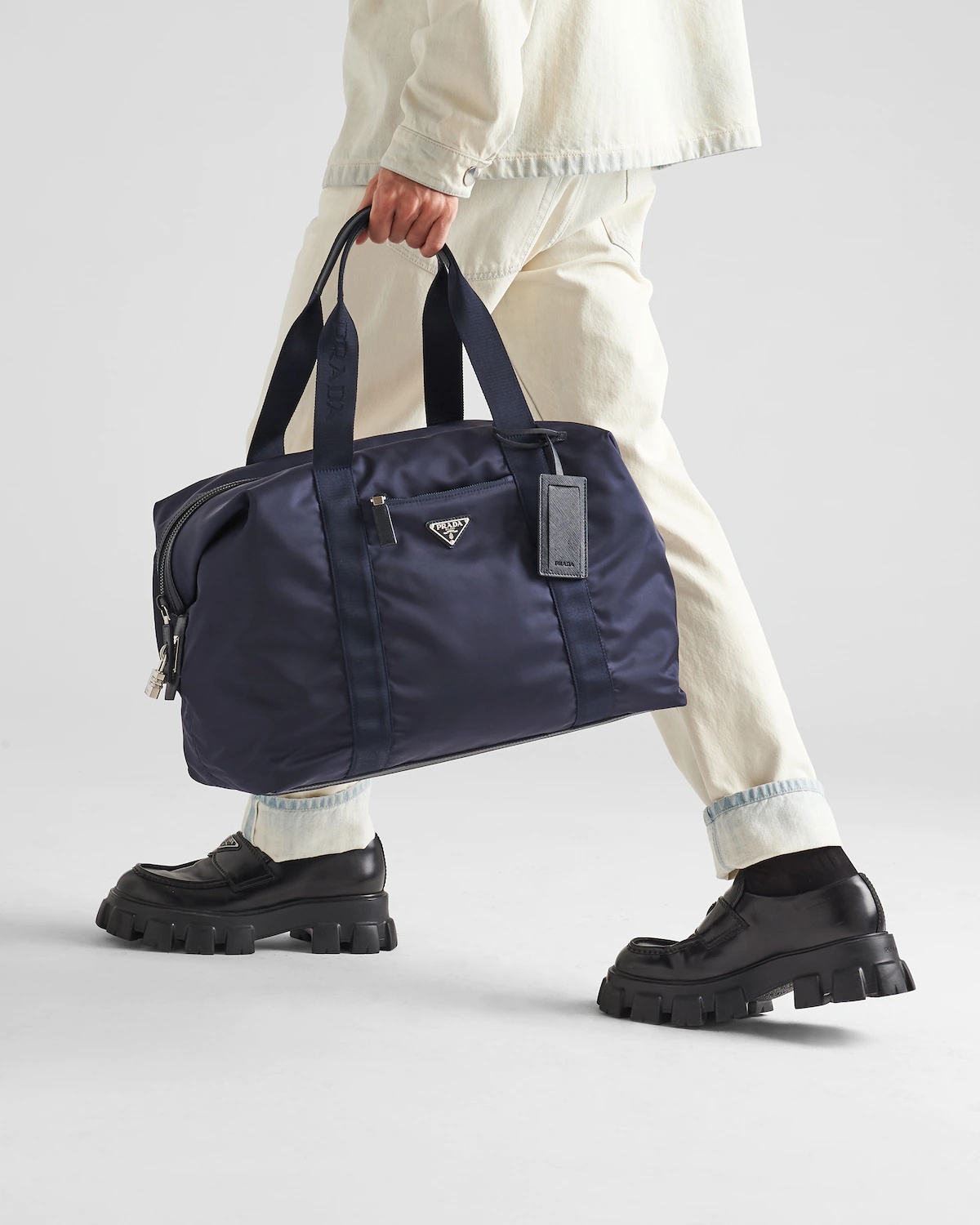 Re-Nylon and Saffiano leather duffle bag - 8