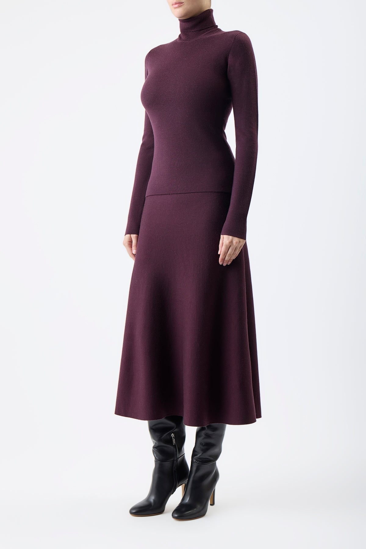 May Turtleneck in Deep Bordeaux Cashmere Wool - 3