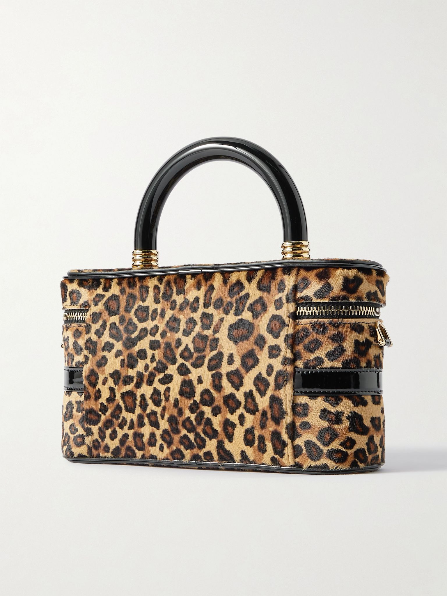 Belle Vivier patent leather-trimmed leopard-print calf hair cosmetics case Leopard print - 3