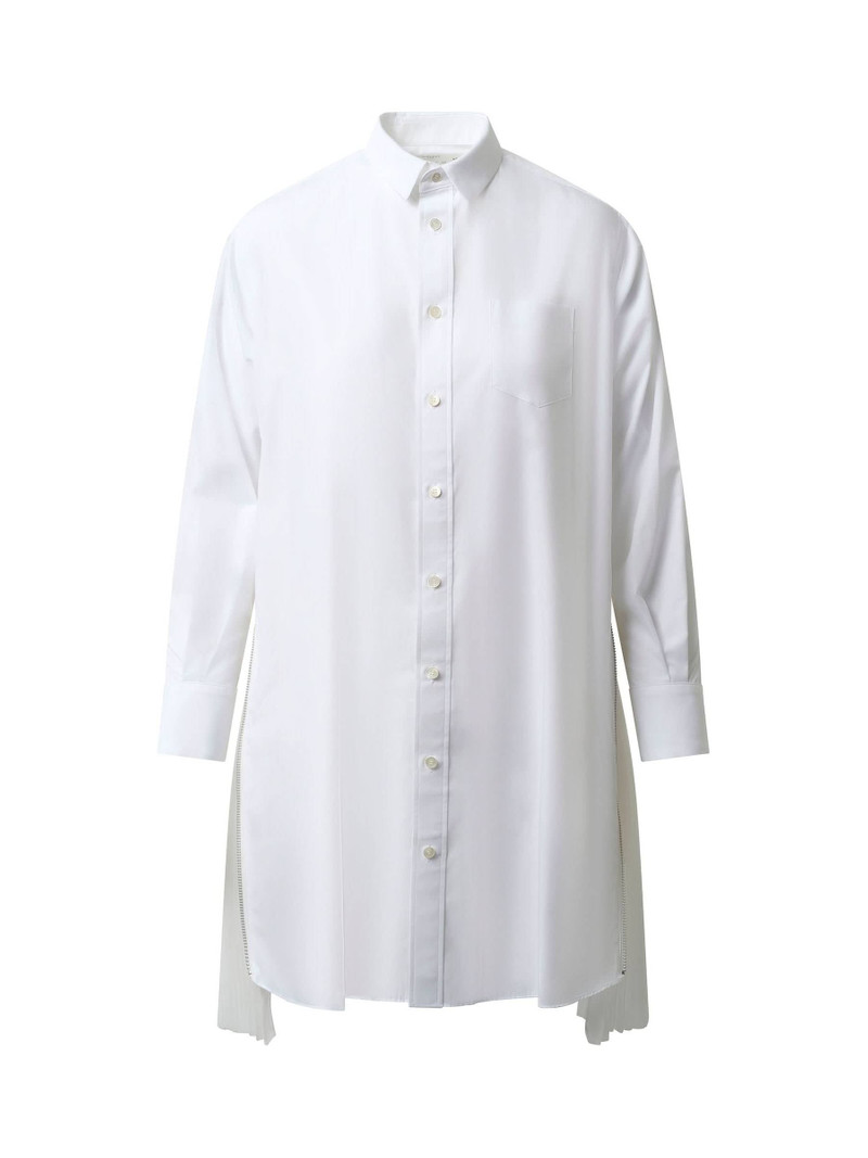 sacai Cotton Poplin Dress in Off White outlook