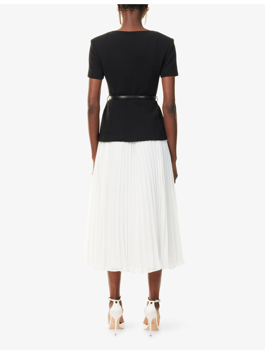 Contrast-Chiffon Pleated Woven Midi Dress - 4