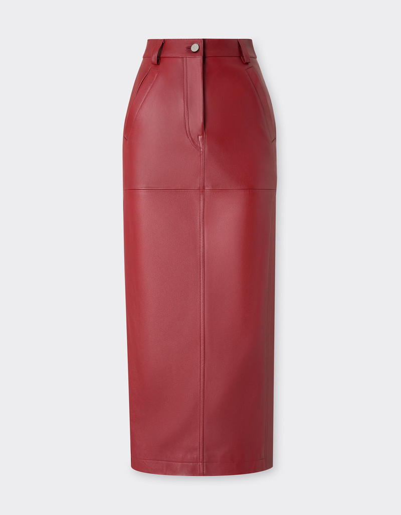 Midi skirt in deer-effect nappa leather 1