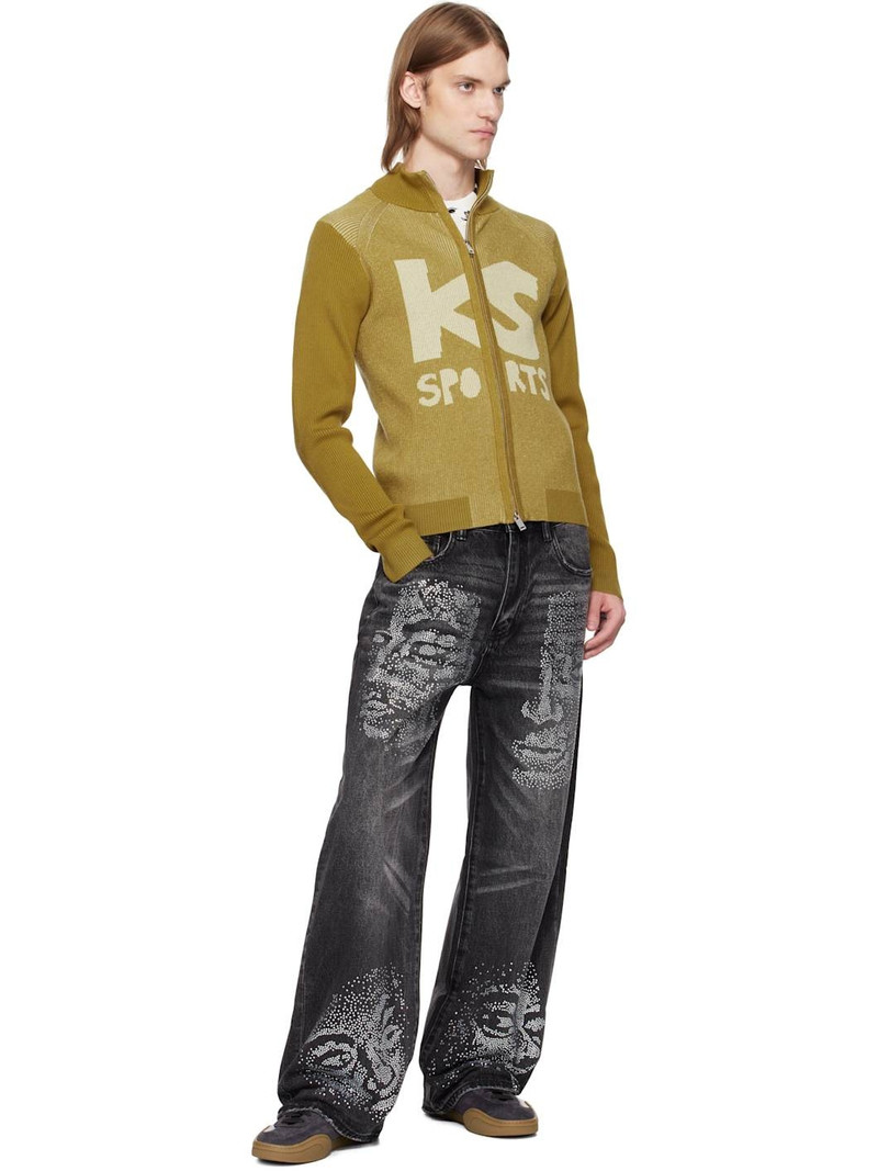 KidSuper Black Rhinestone Face Jeans outlook