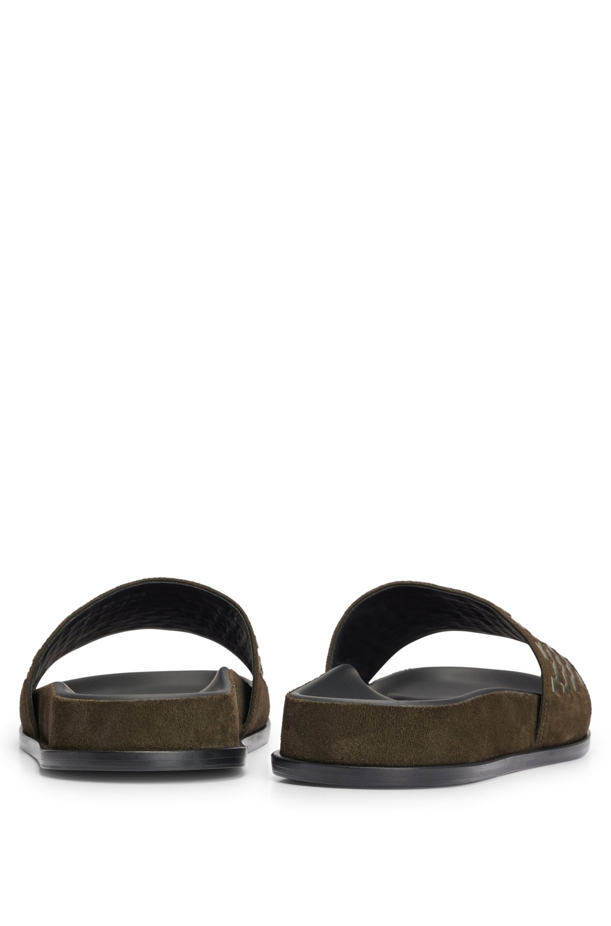 MIXED-LEATHER SLIDES WITH WOVEN UPPER STRAP - 5