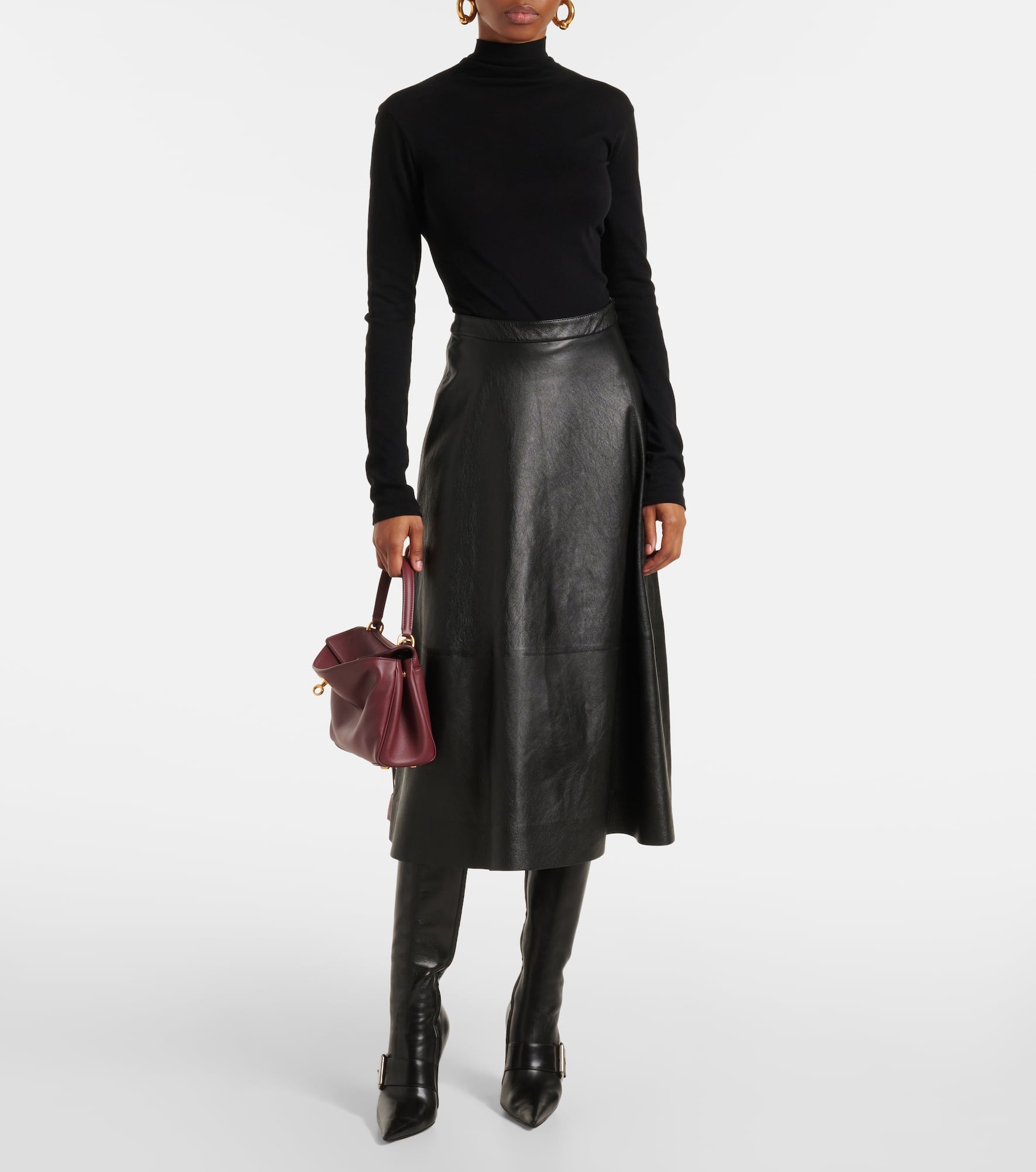 Leather midi skirt - 2