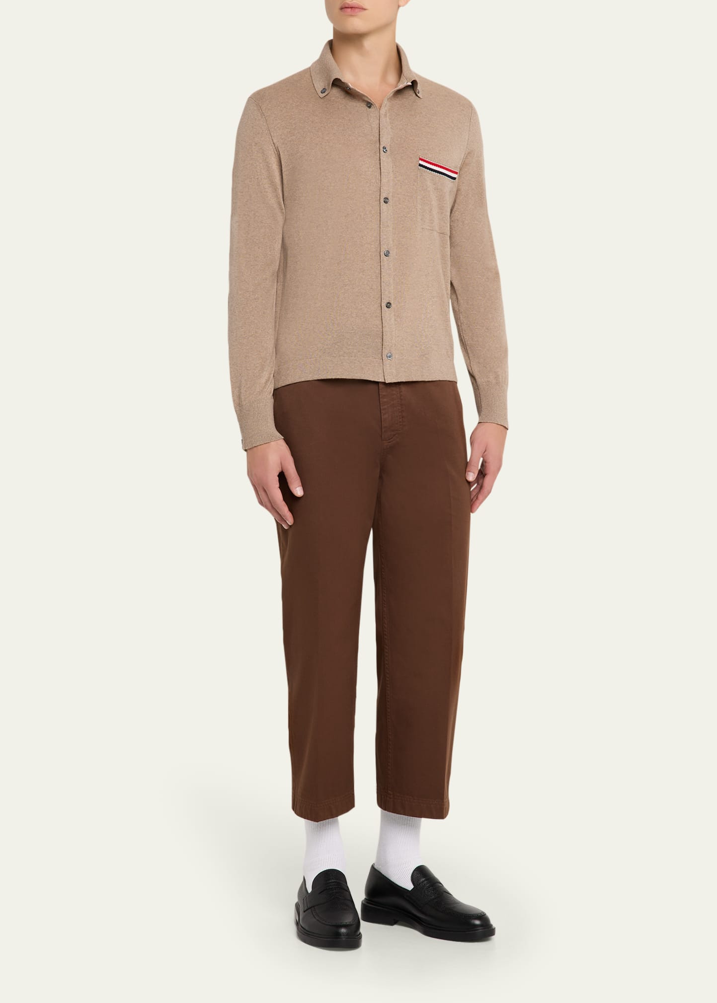 Men's Wool Knit Grosgrain-Trim Pocket Cardigan - 2