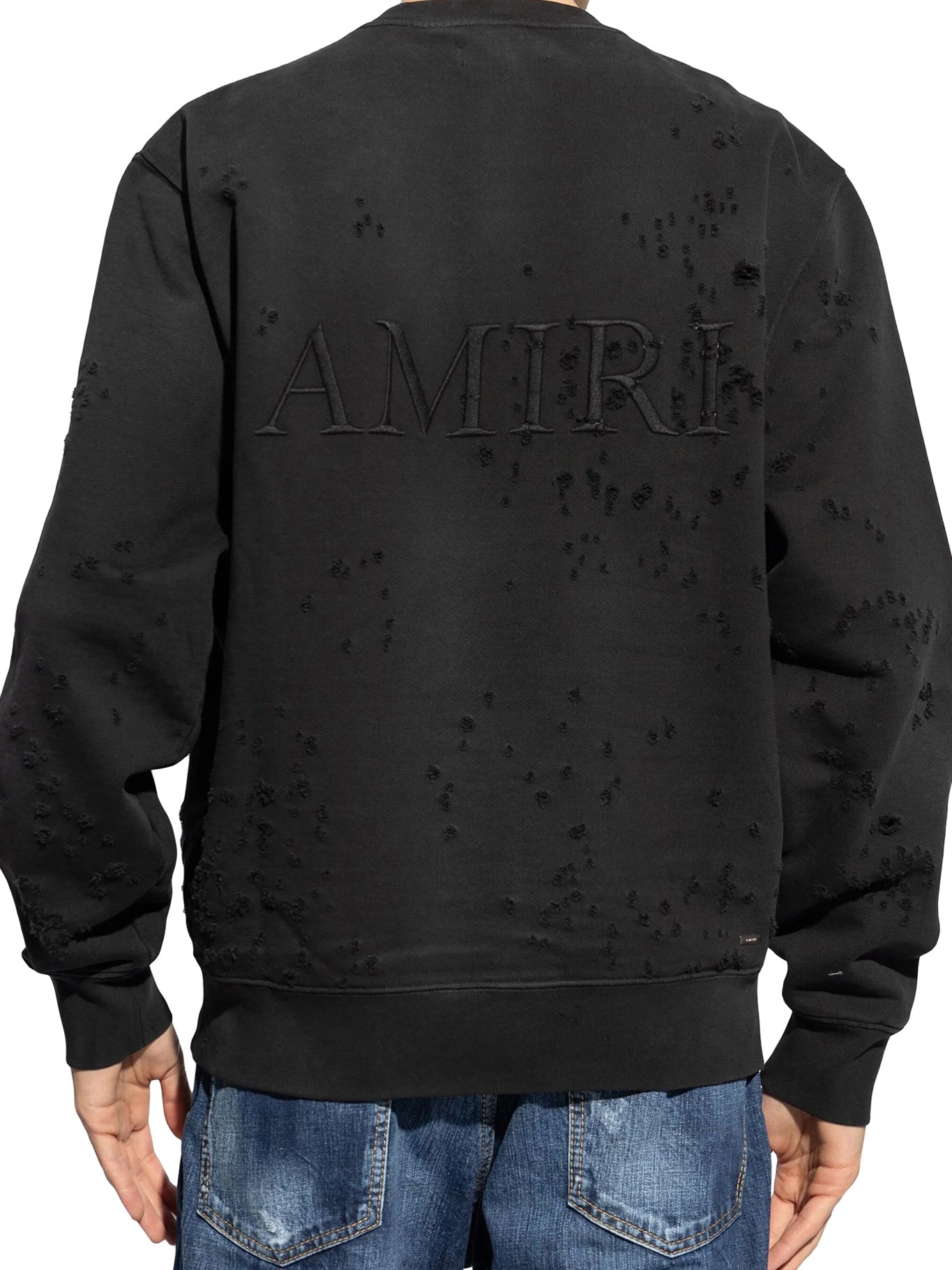 CREW NECK SWEATSHIRT WITH DESTROYED EFFECT - 4