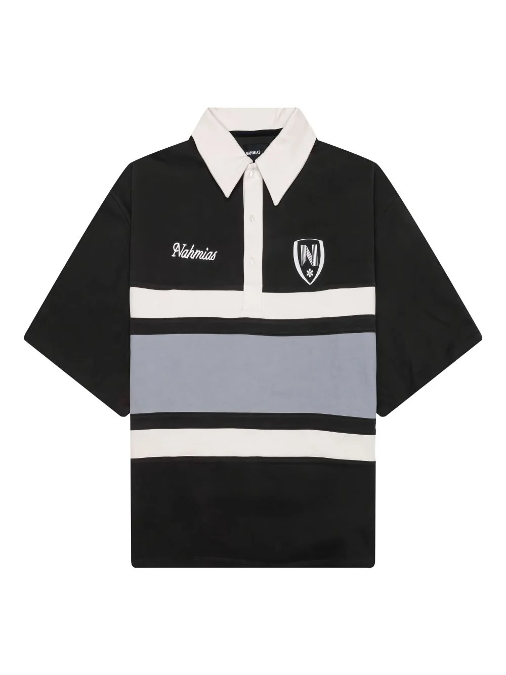 stripe-panel polo shirt - 1
