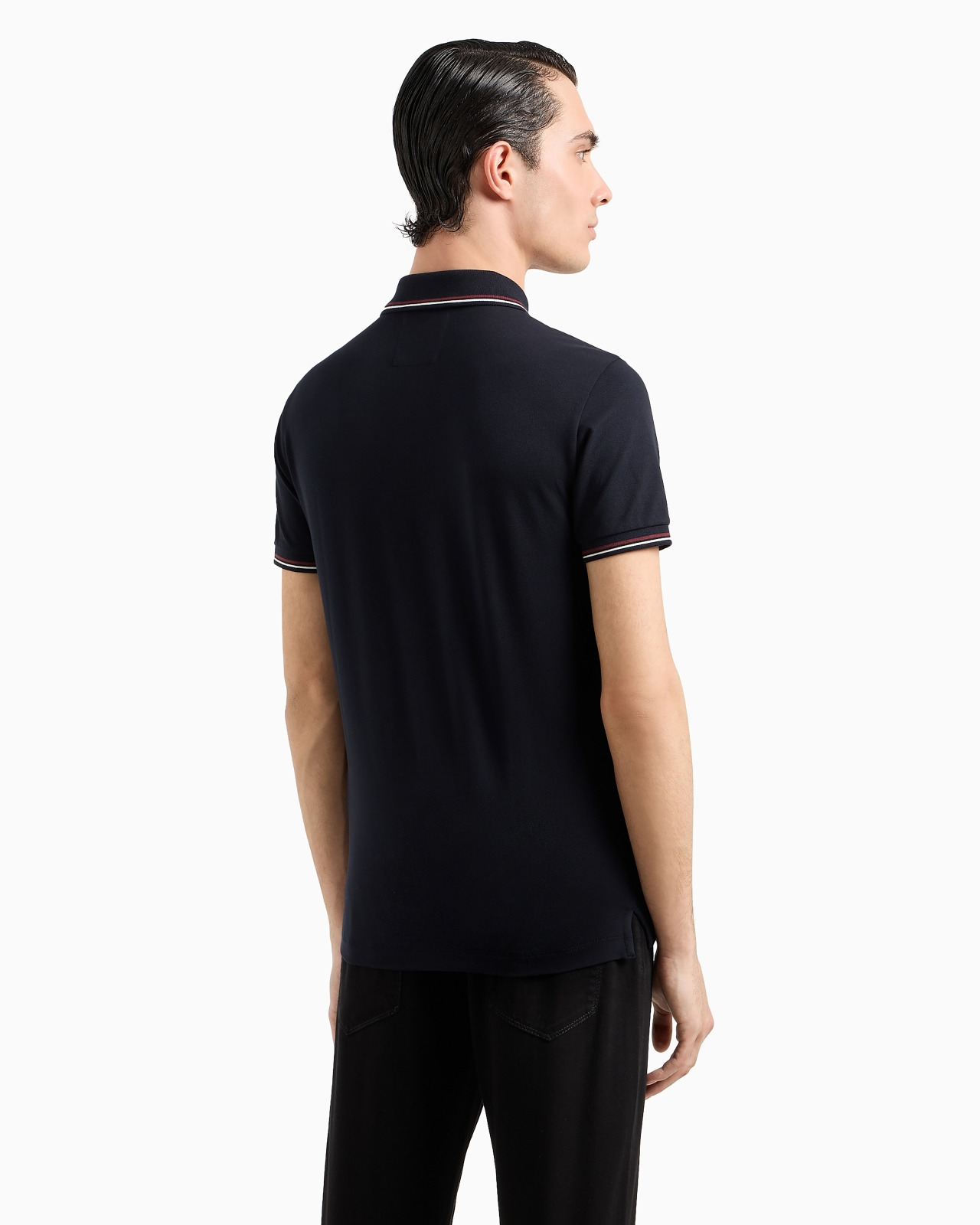 Slim-fit stretch piqué polo shirt with micro eagle - 3
