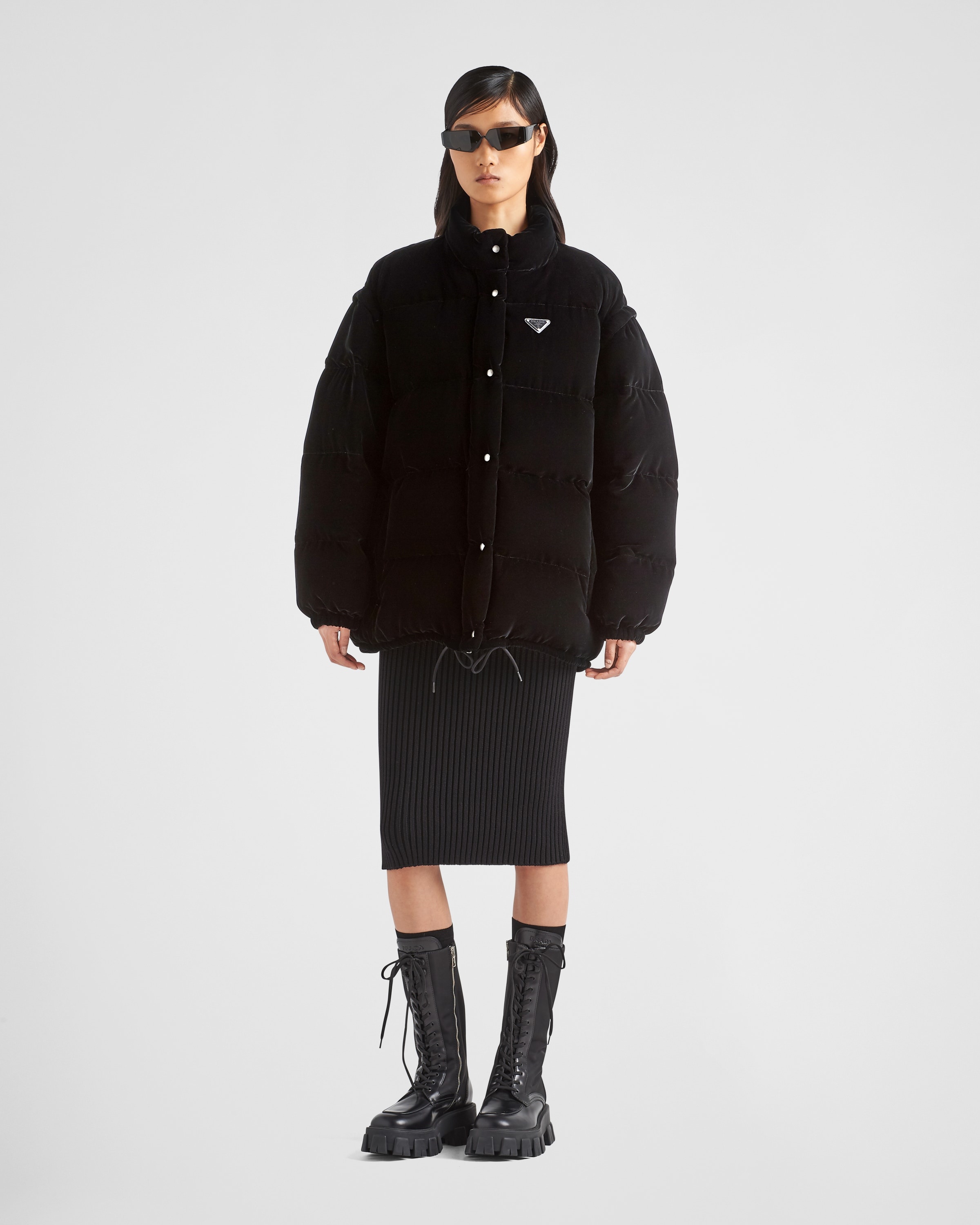 Convertible velvet down jacket - 2