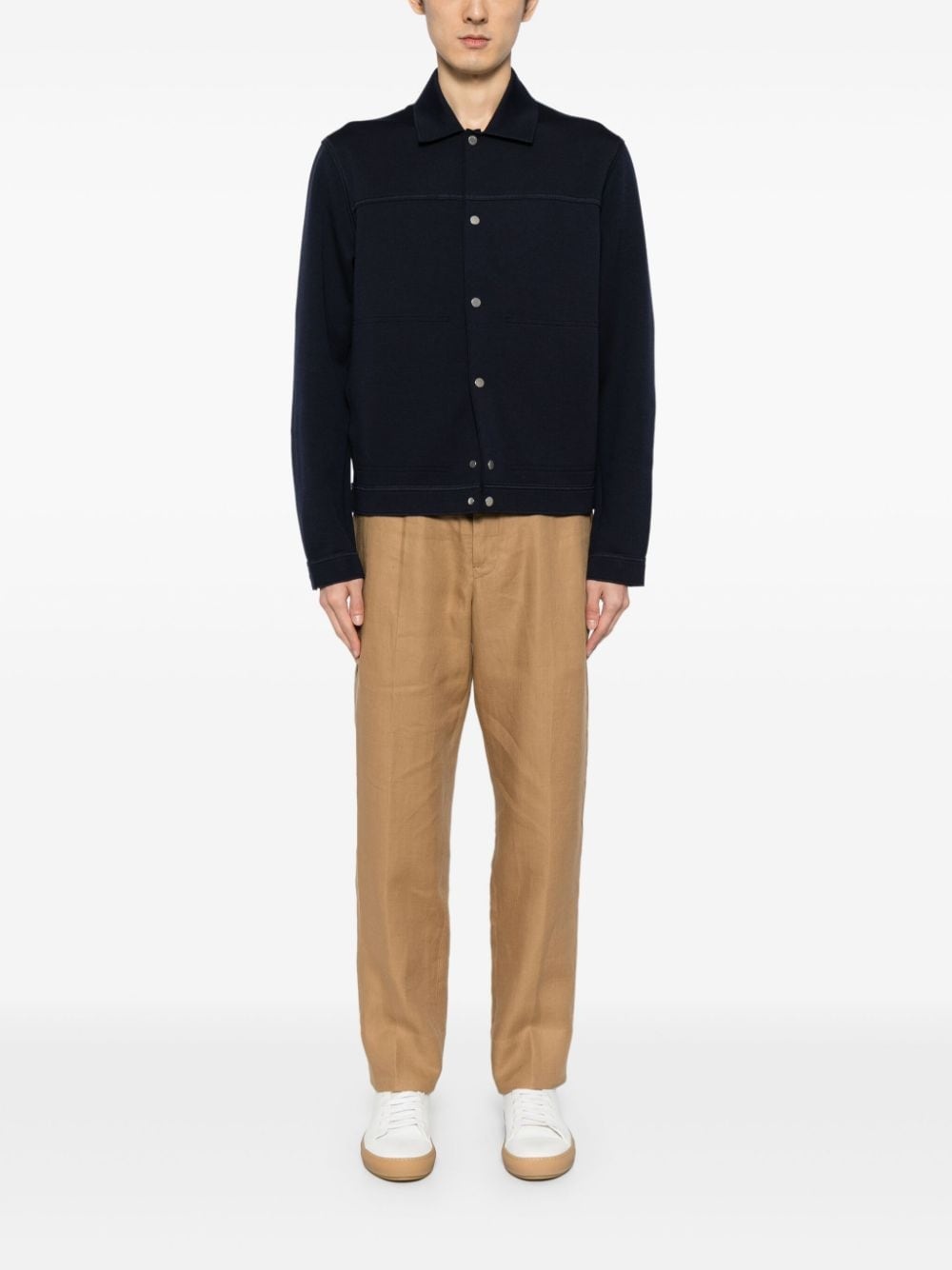 spread-collar knitted cardigan - 2