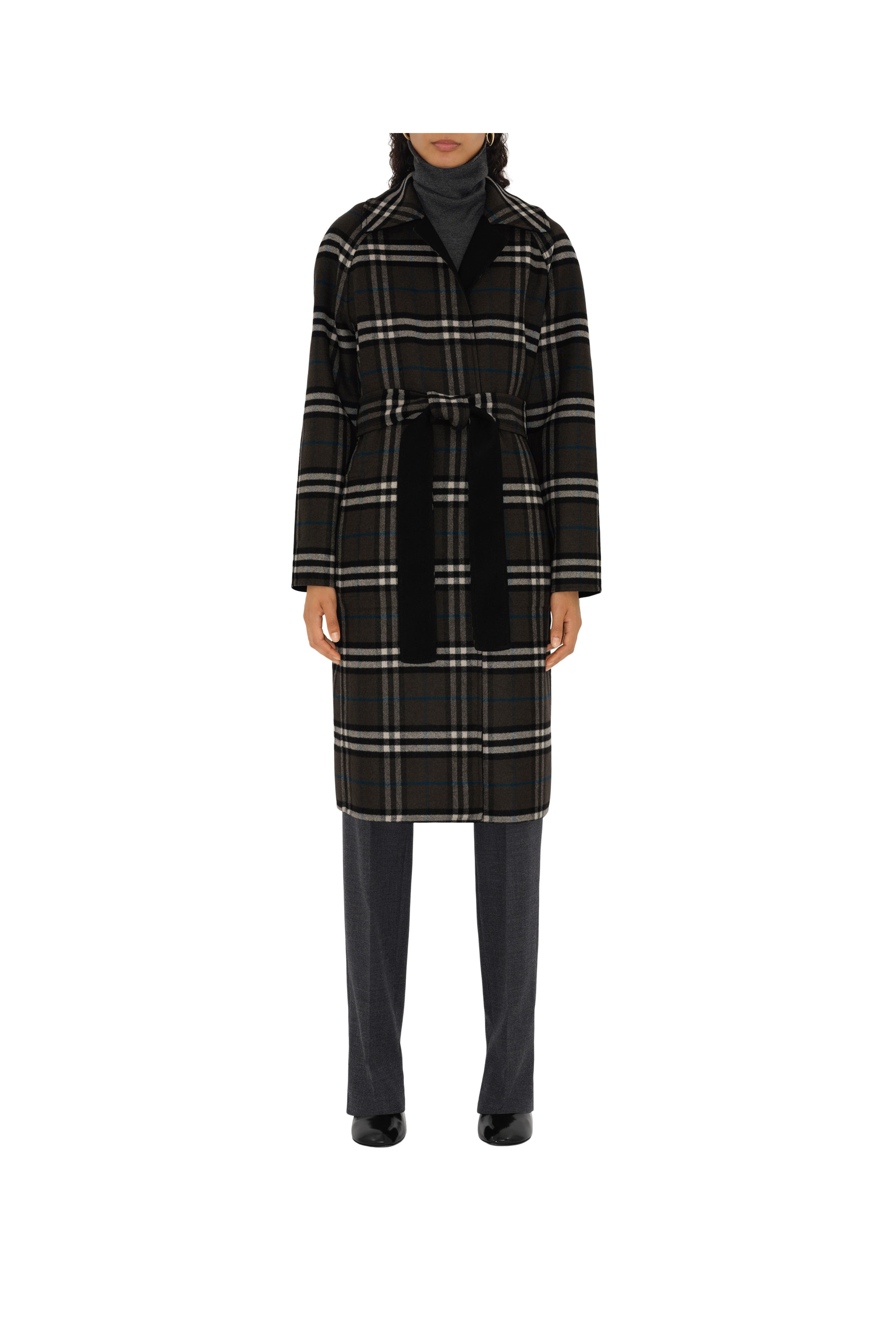 burberry Long Reversible Check Wool Car Coat in Black at Nordstrom - 2