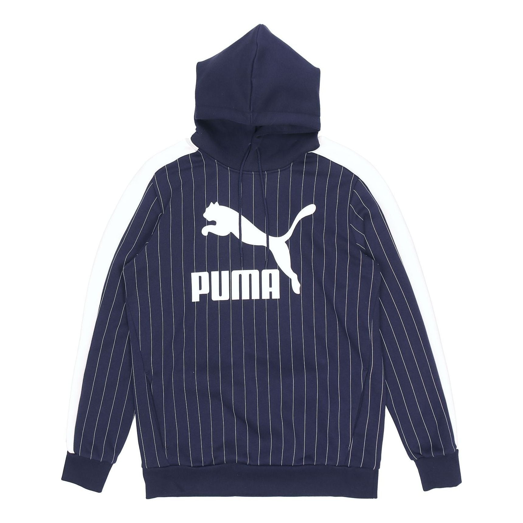 PUMA Pinstripe Hooded Pullover Fleece Men Blue 530179-06 - 1