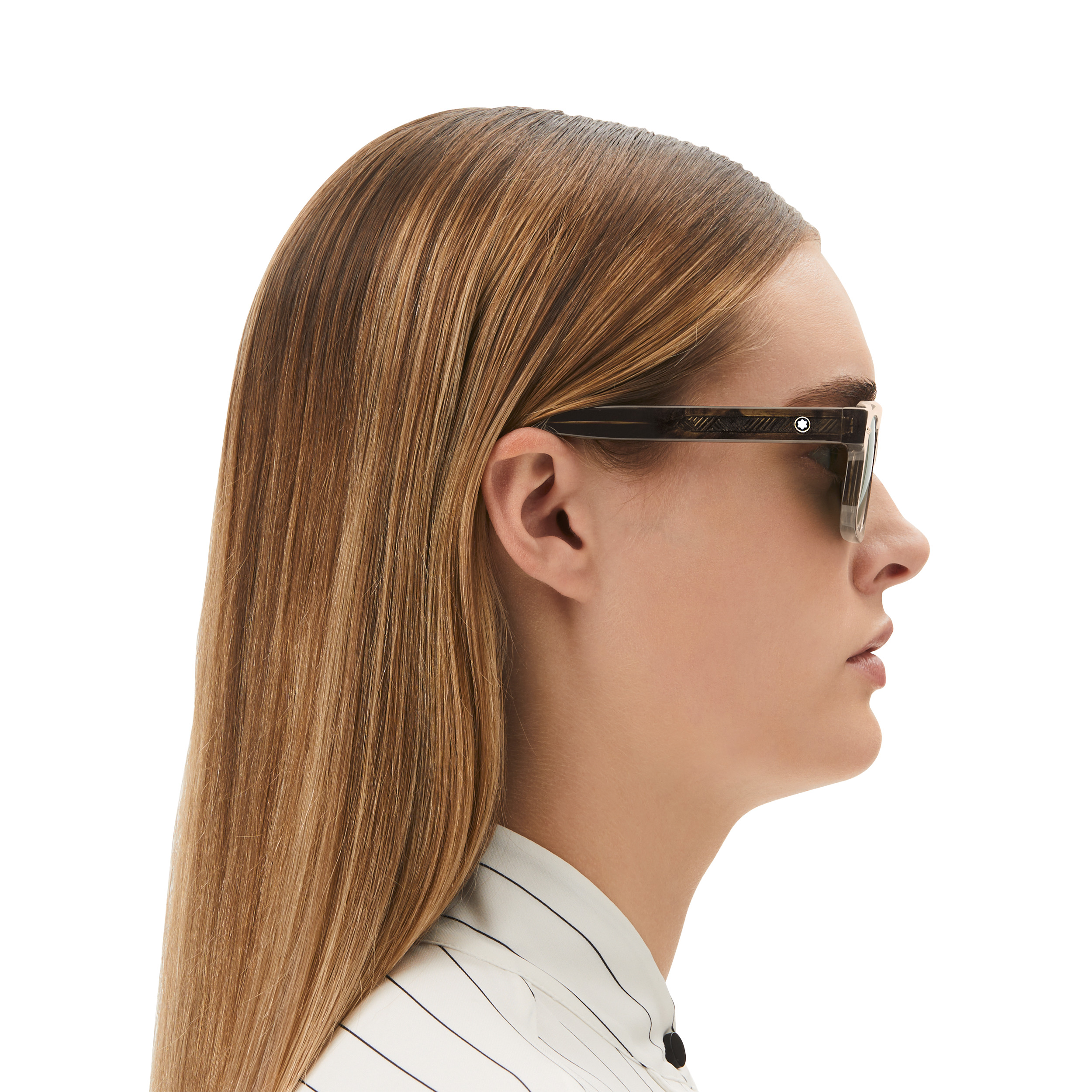 Rectangular Sunglasses with Havana-Colored Acetate Frame - 6