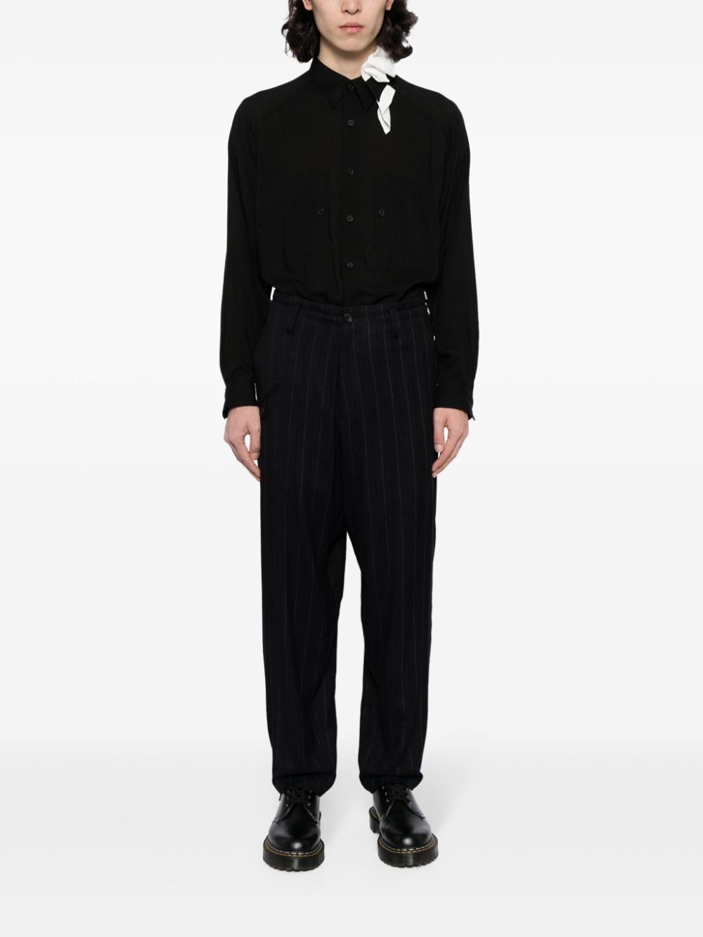 Yohji Yamamoto pinstriped tailored trousers outlook