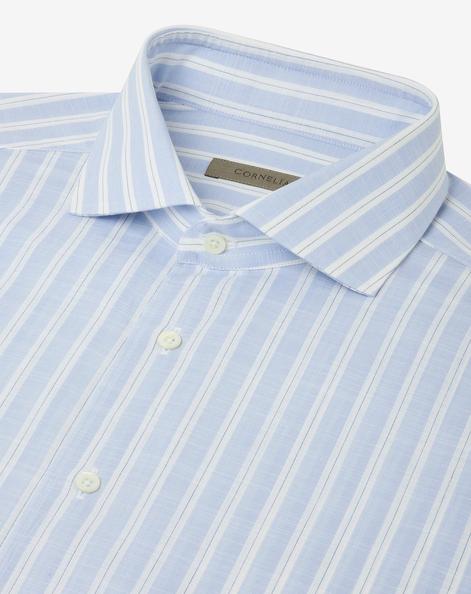 Cotton shirt with light blue striped pattern - 4