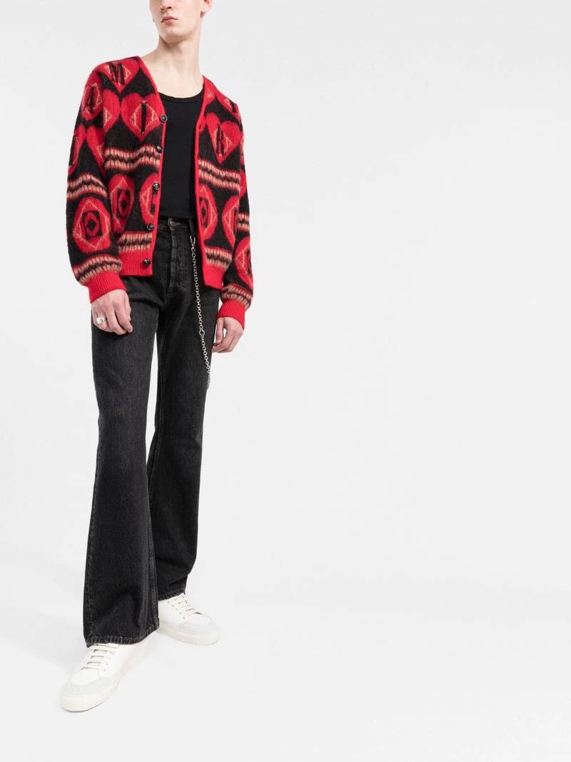 AMIRI logo heart intarsia-knit cardigan outlook