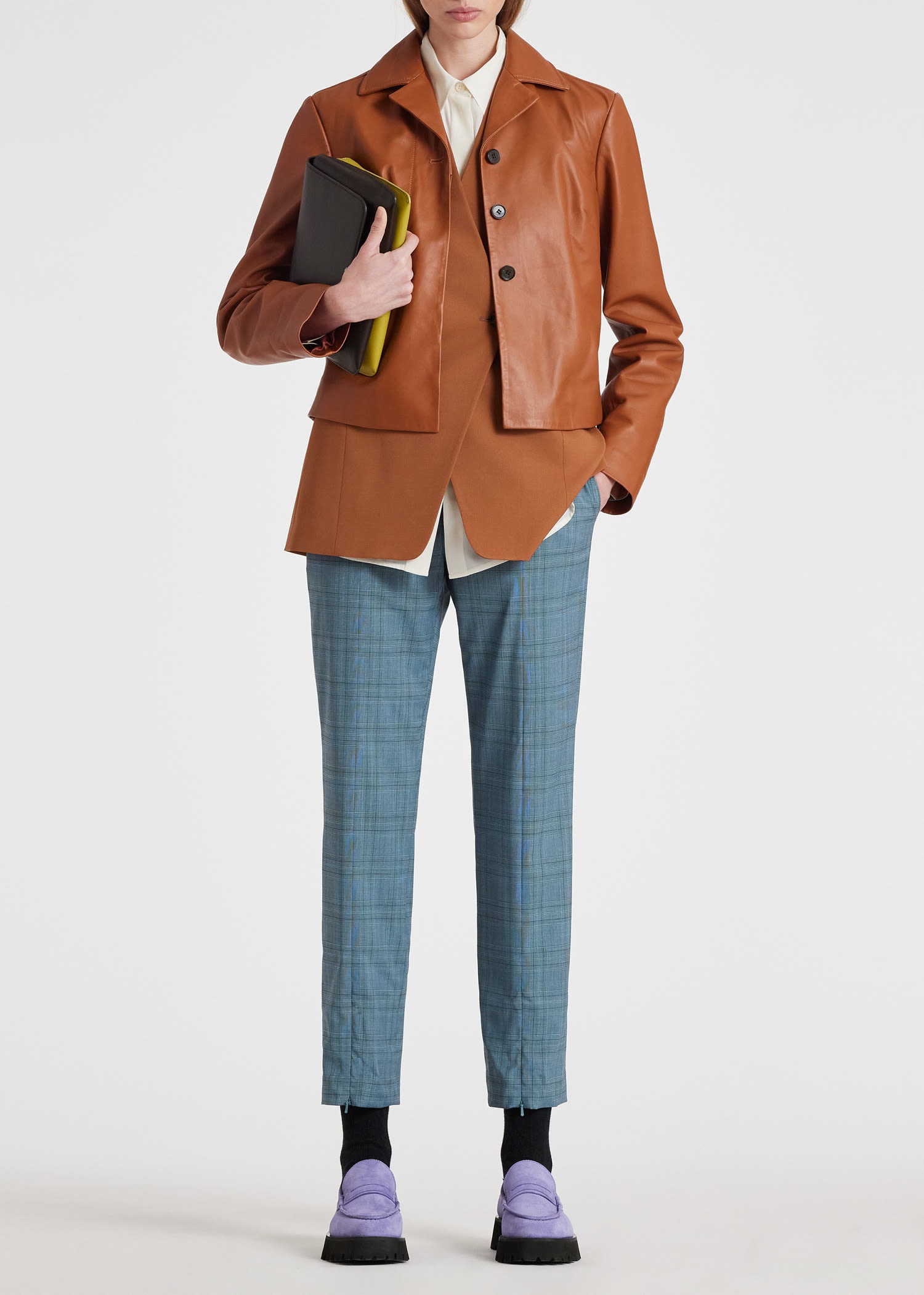 Stretch-Wool Check Pants - 7