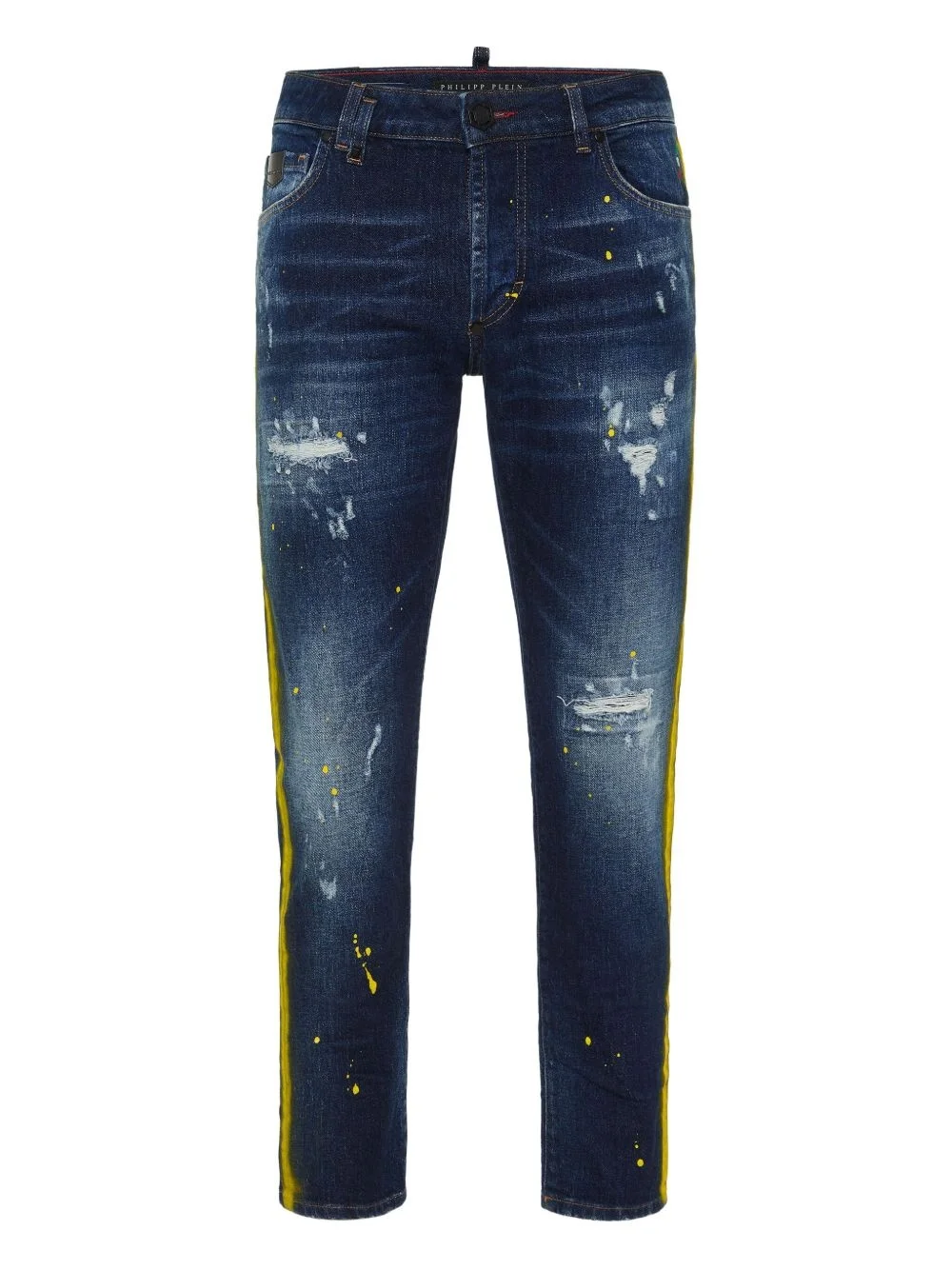 distressed straight-leg jeans - 1