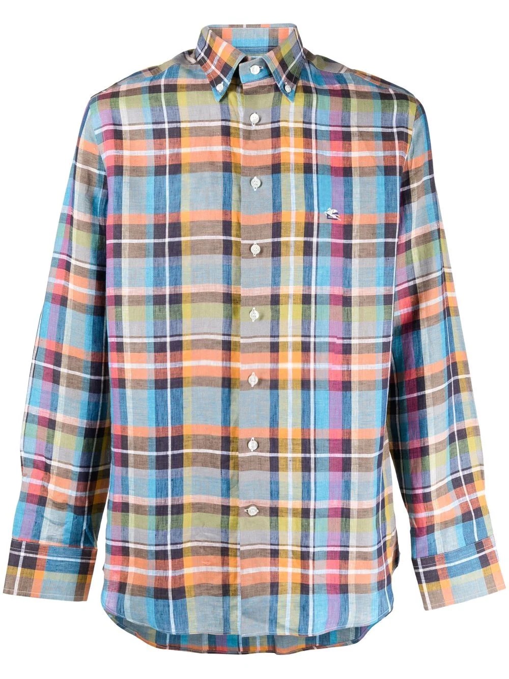 check-print linen shirt - 1