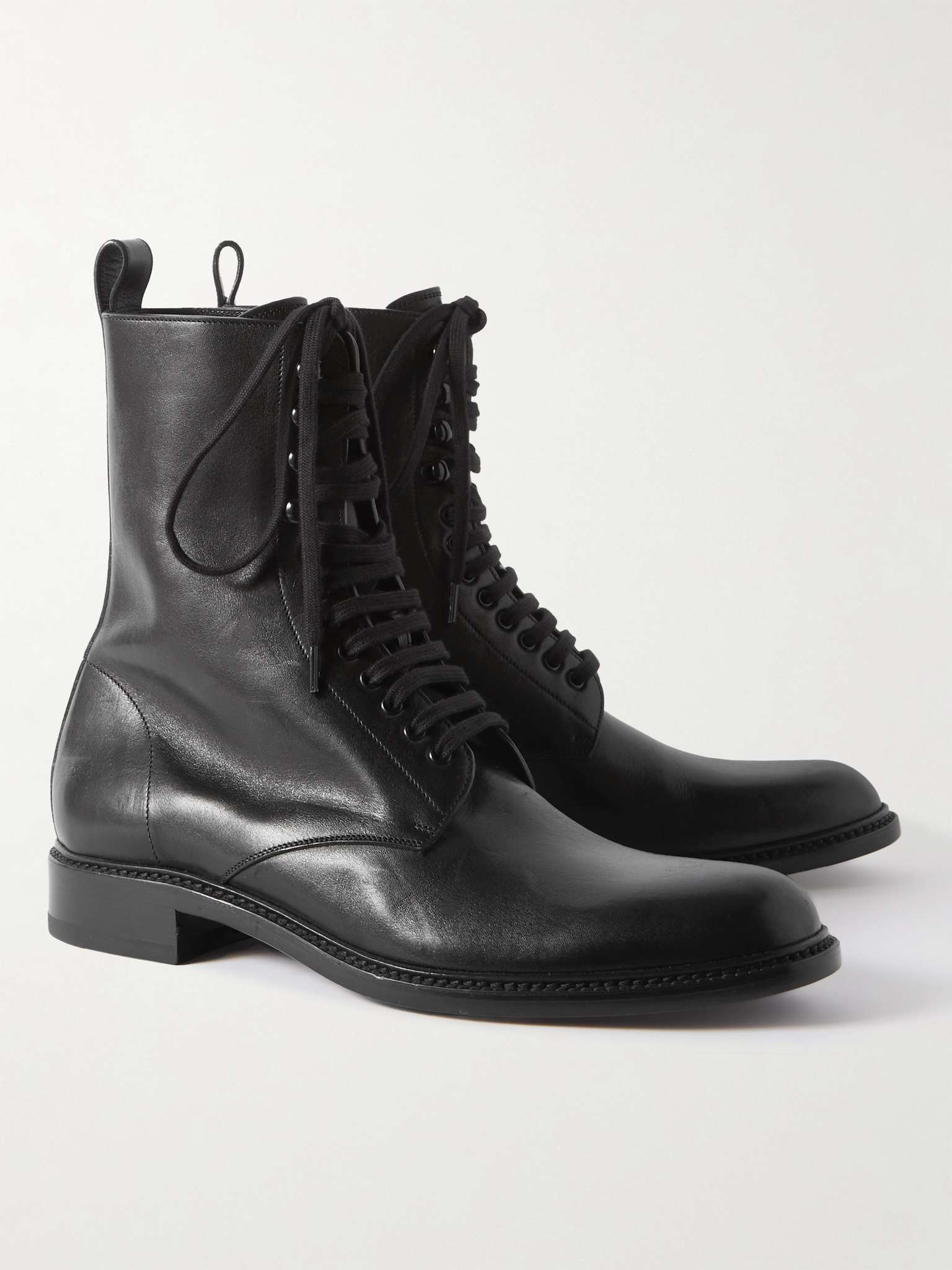 Army Glossed-Leather Lace-Up Boots - 2