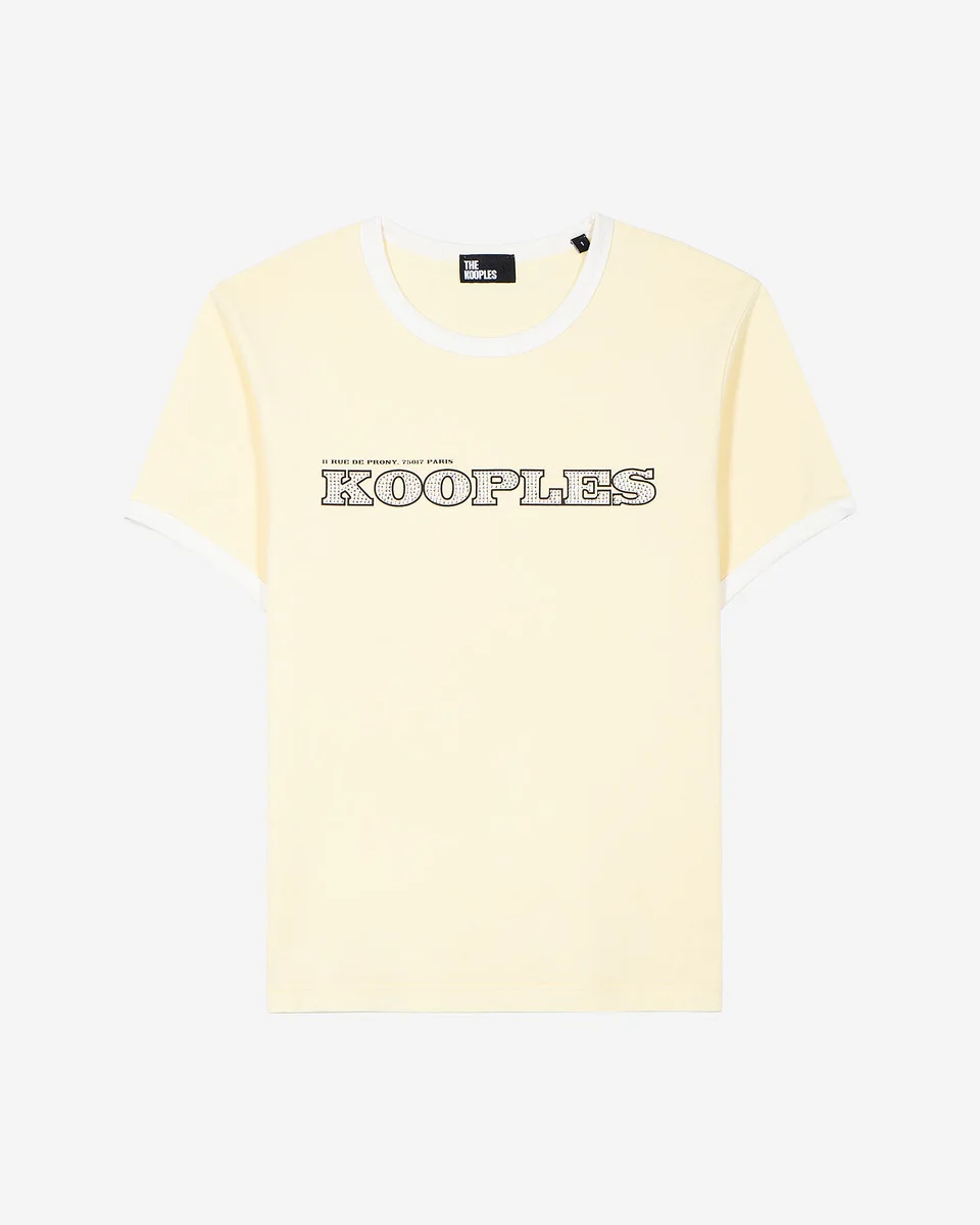 T-SHIRT WITH YELLOW RHINESTONE LOGO - 1