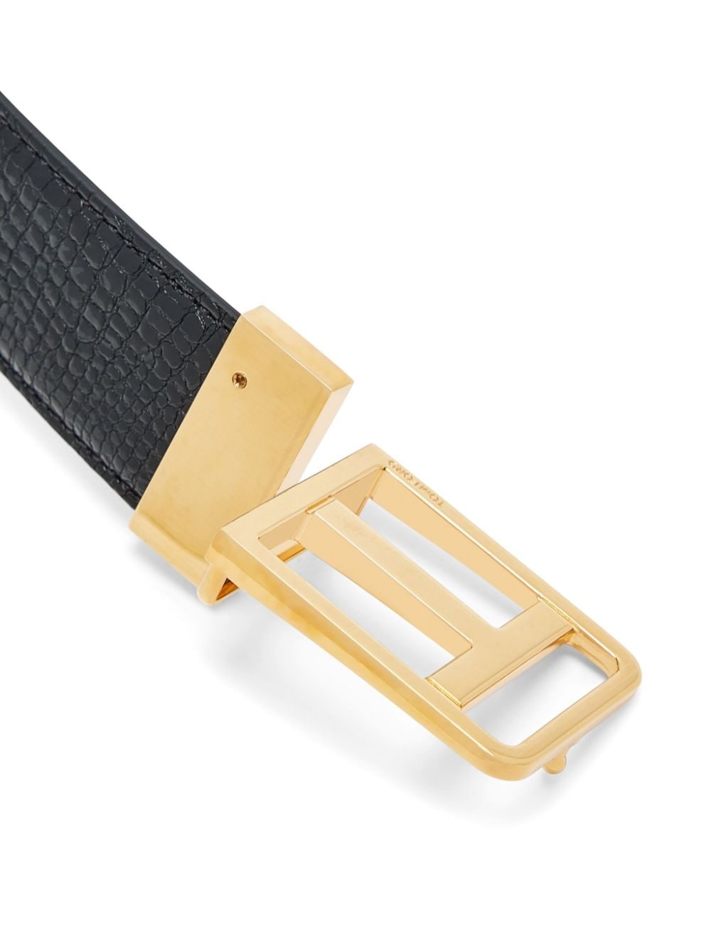 logo-buckle leather belt - 3