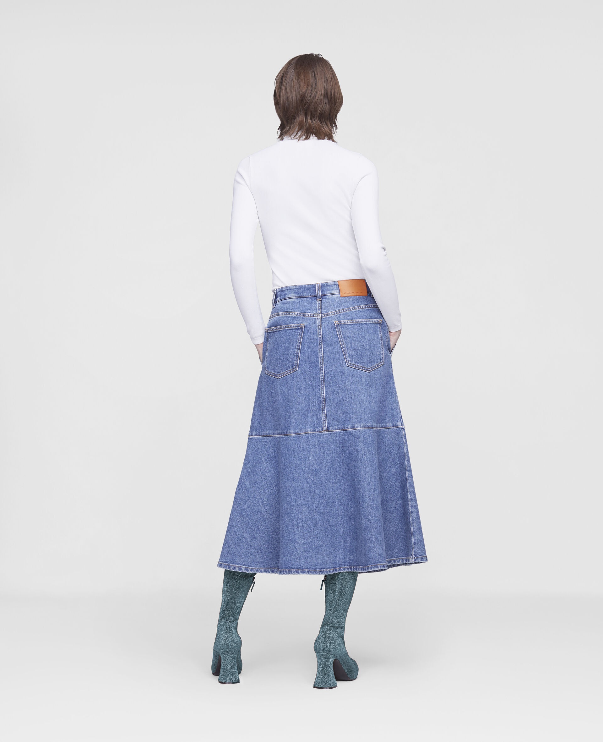 Flared Denim Skirt - 3
