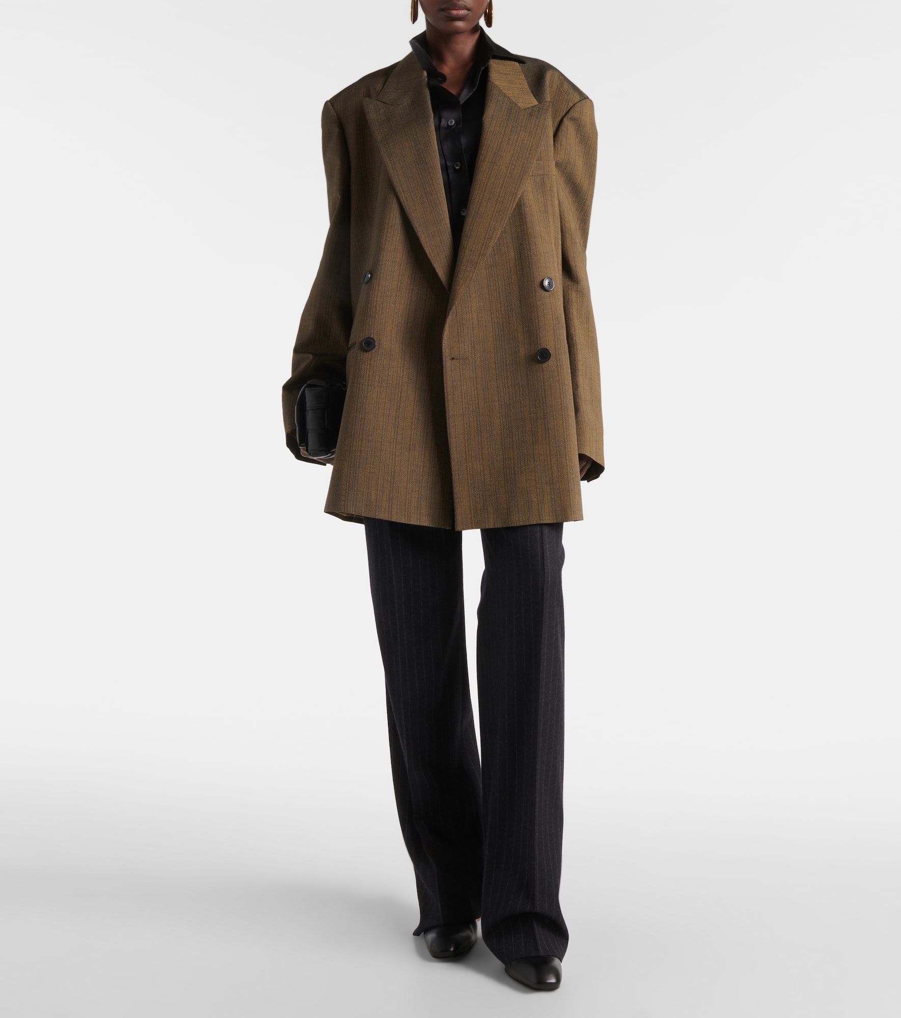 Double-breasted cotton-blend blazer - 2