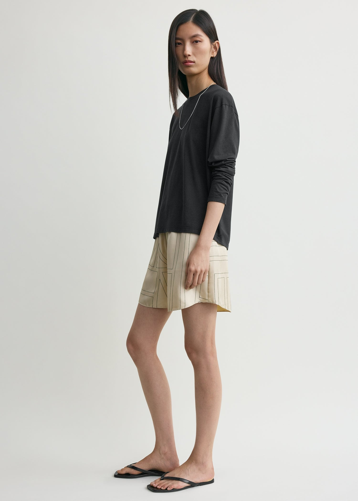 Monogram silk pj shorts ivory - 3