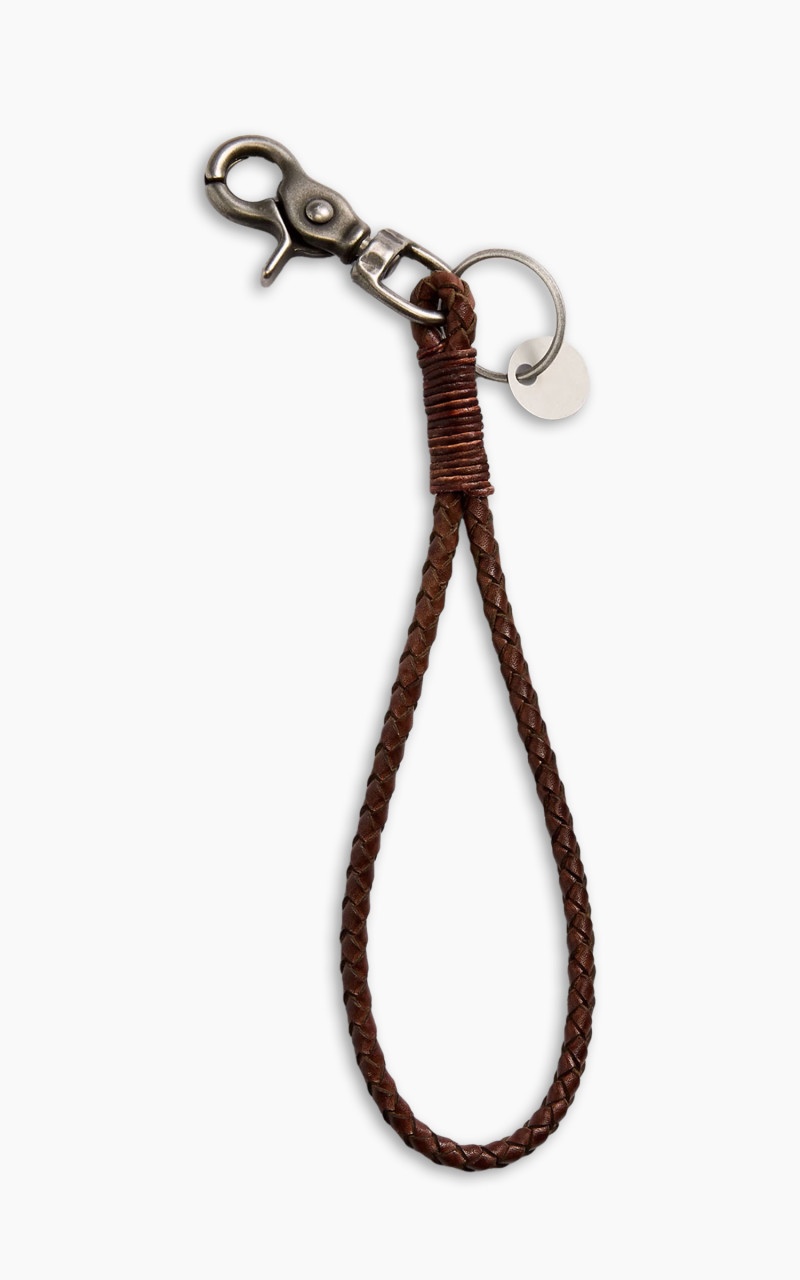 BRAIDED LEATHER KEY FOB BROWN/SILVER - 3