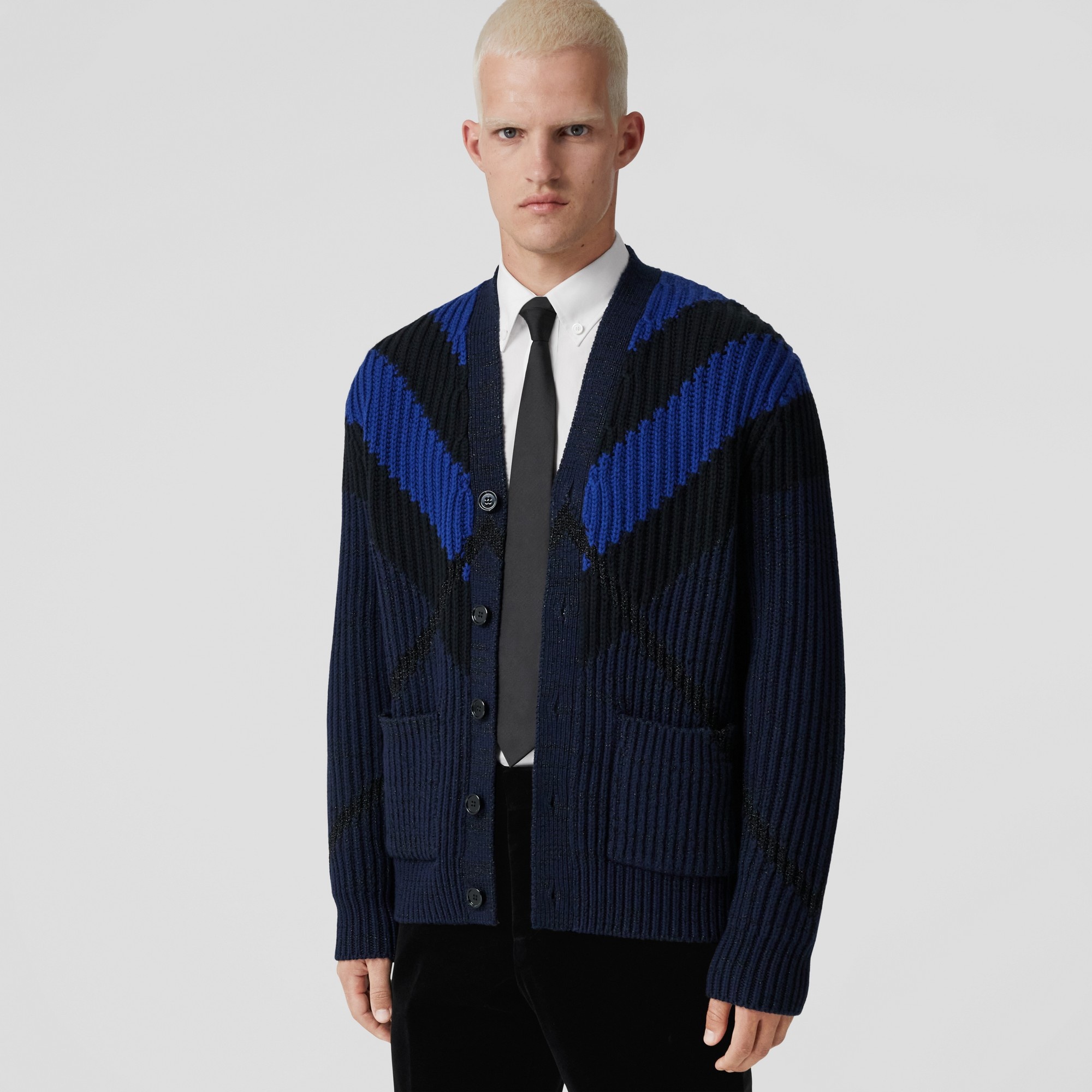 Chevron Check Cashmere Cotton Blend Cardigan – Exclusive Capsule Collection - 5